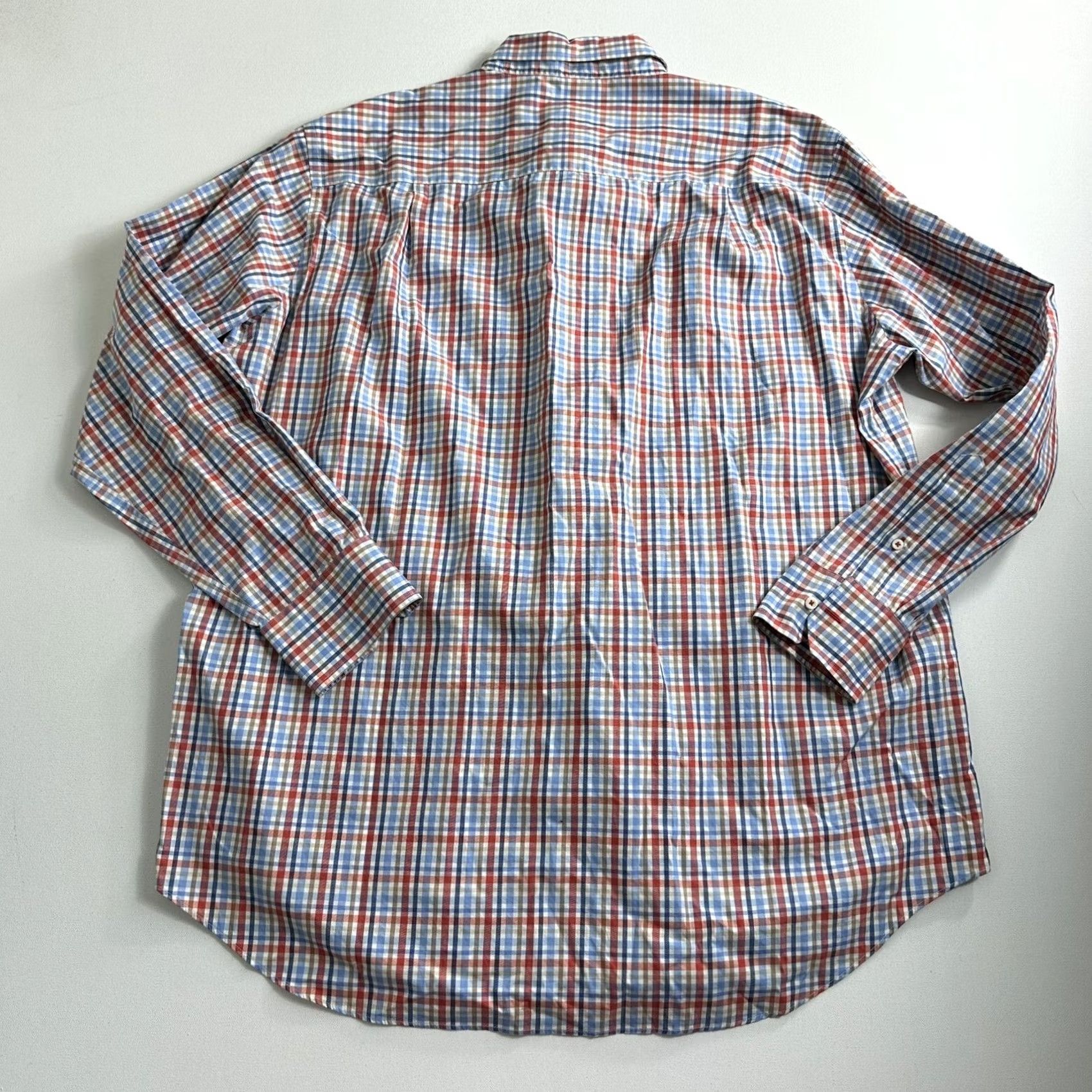 David Donahue David Donahue Dress Shirt Mens 2XL Plaid Button Up Long Sleeve Tartan Blue Multicolor Pattern Casual Formal Business Shirt Size 48R - 2 Thumbnail