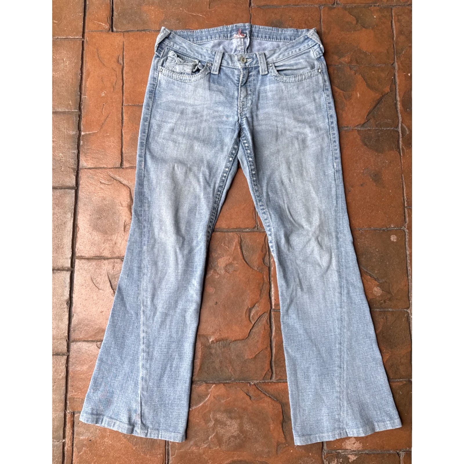 True Religion True Religion Joey Big T Bootcut Flare Jeans Womens 32x30 Blue 5-Pocket Denim Cotton Blend Hip Hop Grunge Biker Gothic 90s Mens Womens Boys Girls Size 24" / US 00 / IT 34 - 2 Thumbnail
