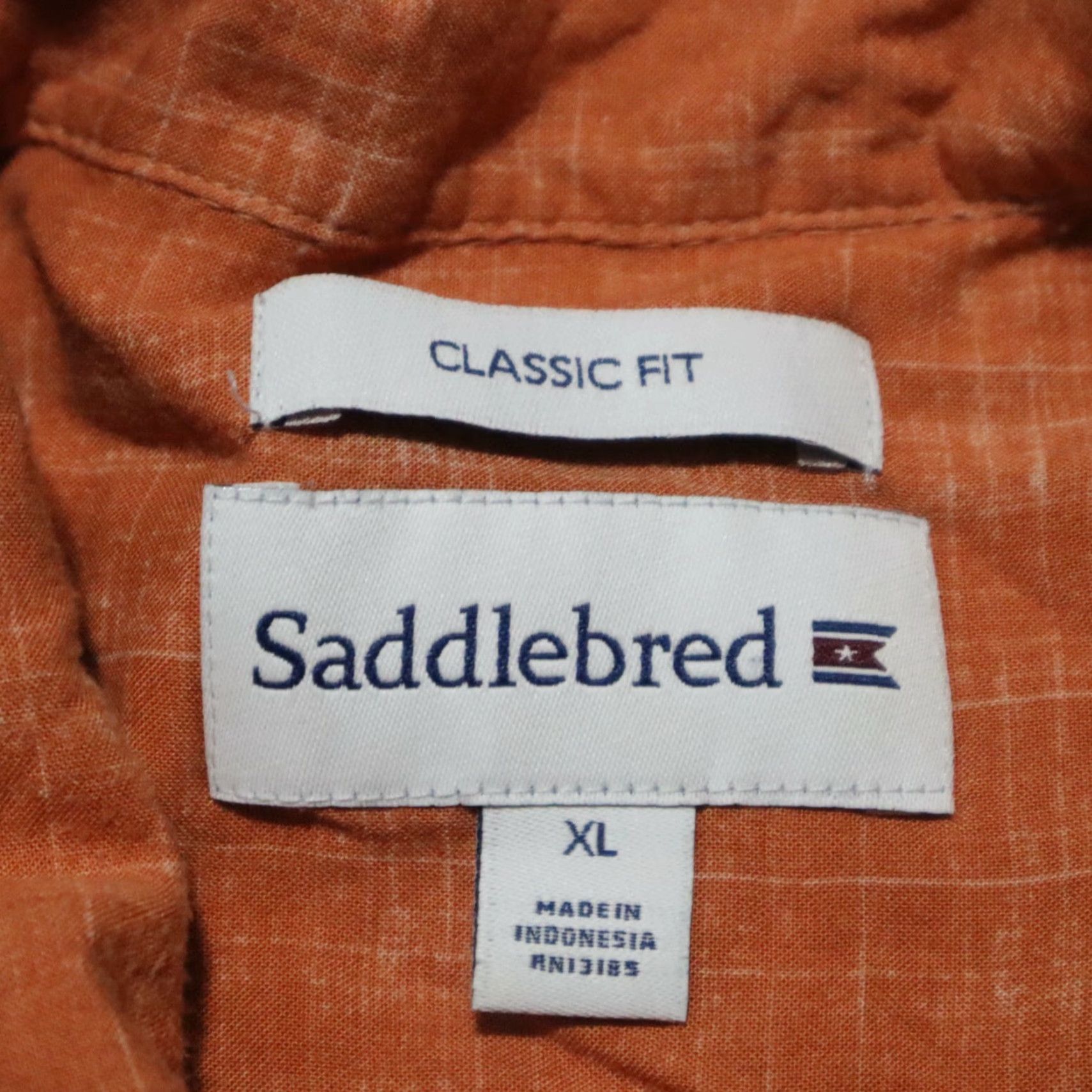 Vintage Saddlebred Shirt Men XL Orange Plaid Short Sleeve Button-Up Front Pocketed Easy Care Size US XL / EU 56 / 4 - 3 Thumbnail