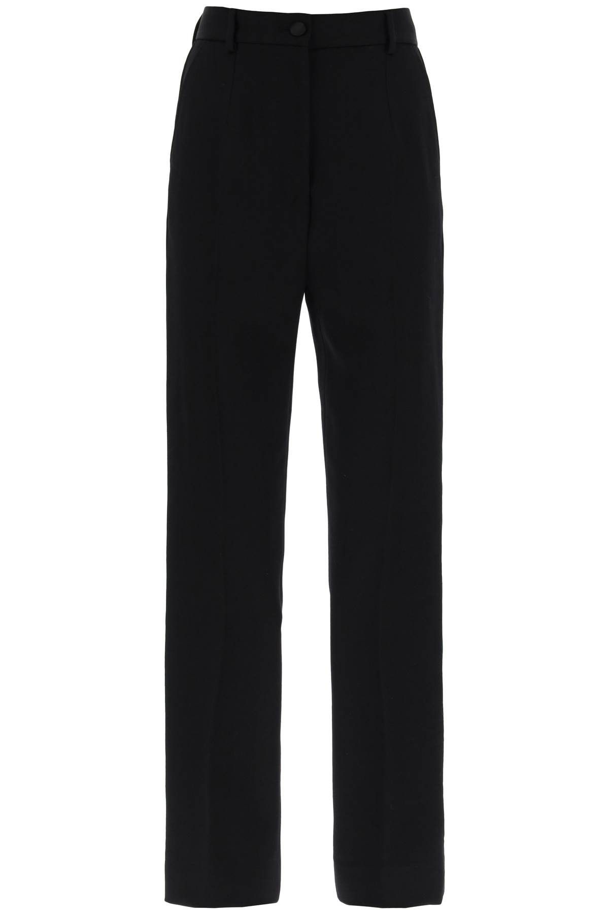 image of Dolce Gabbana Wool Gabardine Cigarette Pants in Nero, Women's (Size 27)