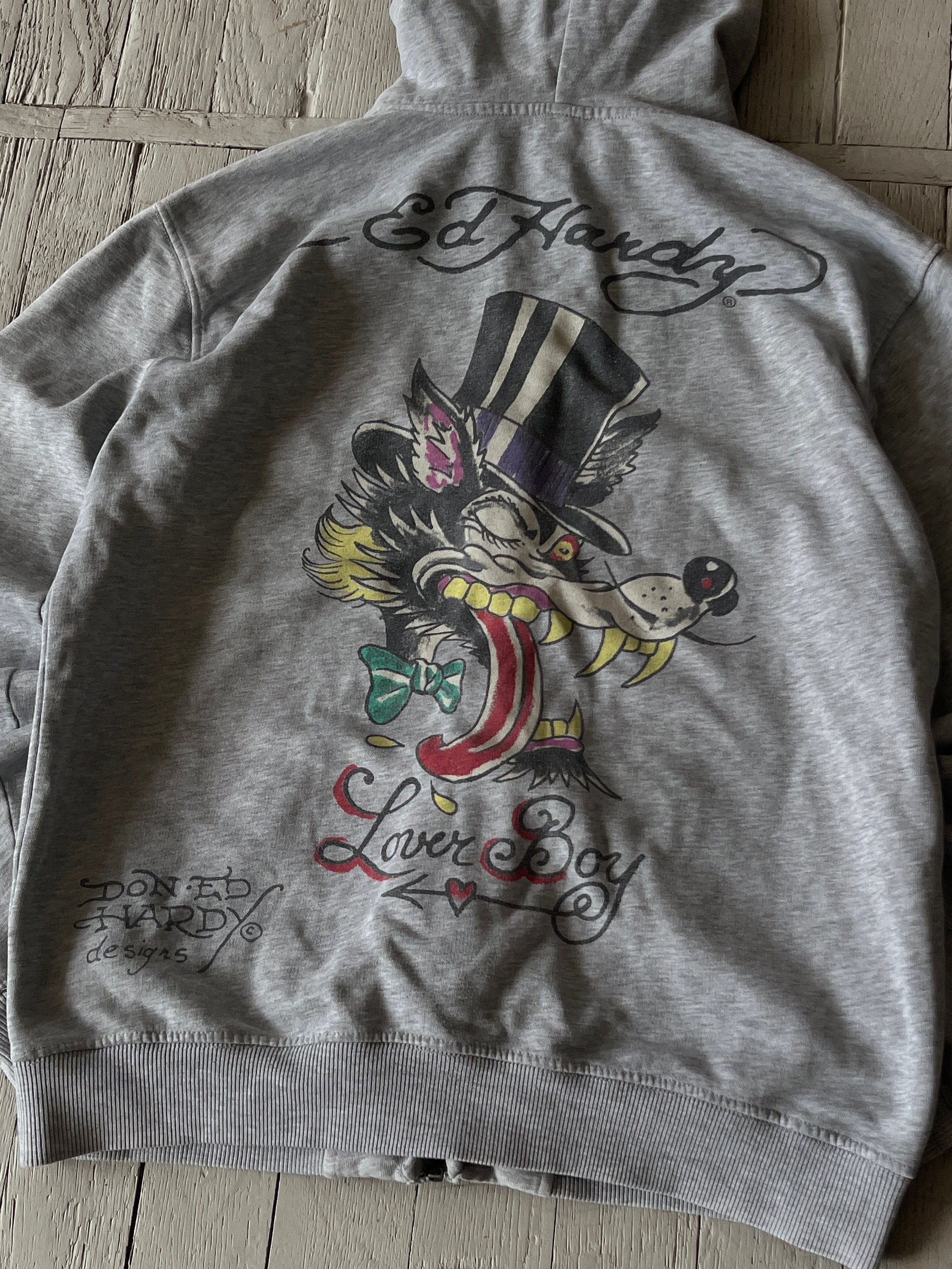 Ed Hardy × Vintage Vintage Ed Hardy Zip Hooded Sweatshirt Size US M / EU 48-50 / 2 - 4 Thumbnail