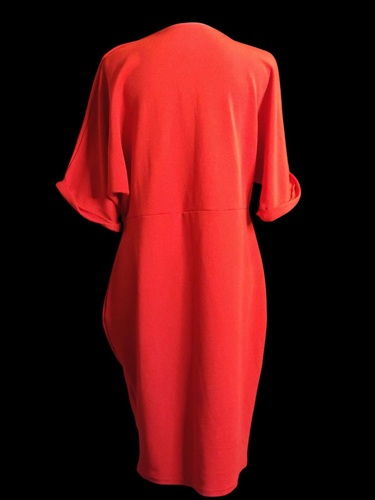 Boohoo Boohoo Women's Red Midi Dress with Short Sleeves Size XXL / US 16-18 / IT 52-54 - 6 Thumbnail