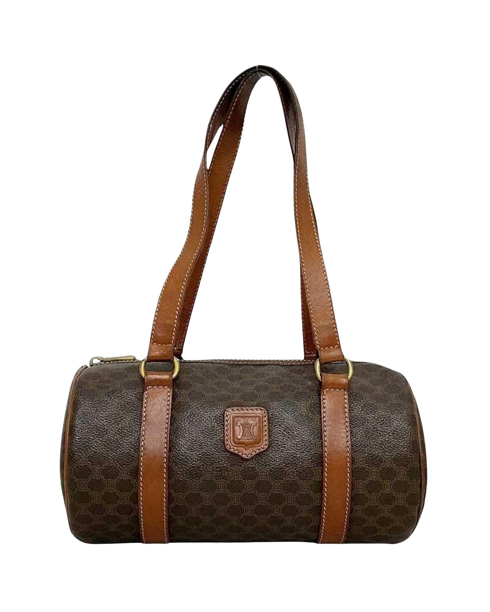 image of Celine Classic Brown Canvas Boston Bag, Women's
