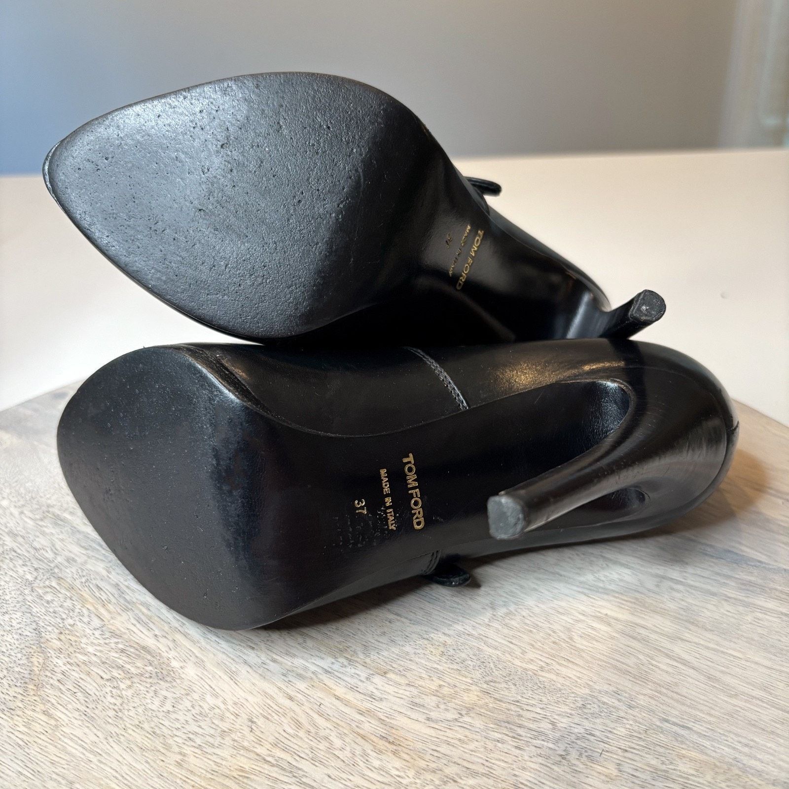 Tom Ford Tom Ford Black Leather High Heel Booties EU Sz 37 US 6.5 Size US 6.5 / IT 36.5 - 8 Thumbnail