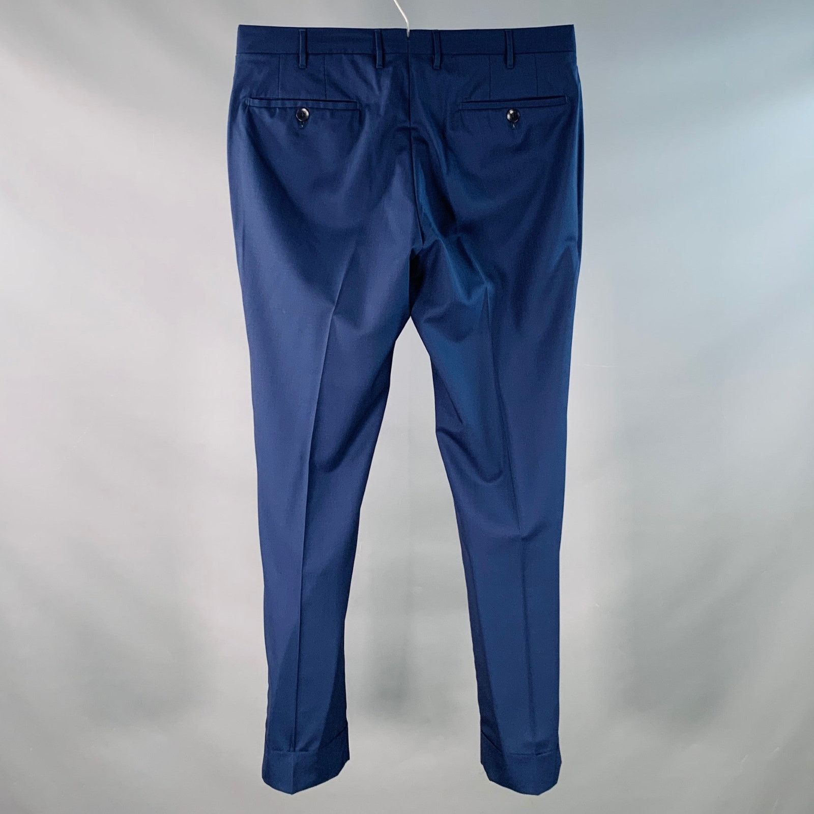 Hadleigh's HADLEIGH'S Size 34 Navy Wool Silk Flat Front Dress Pants Size US 34 / EU 50 - 2 Thumbnail