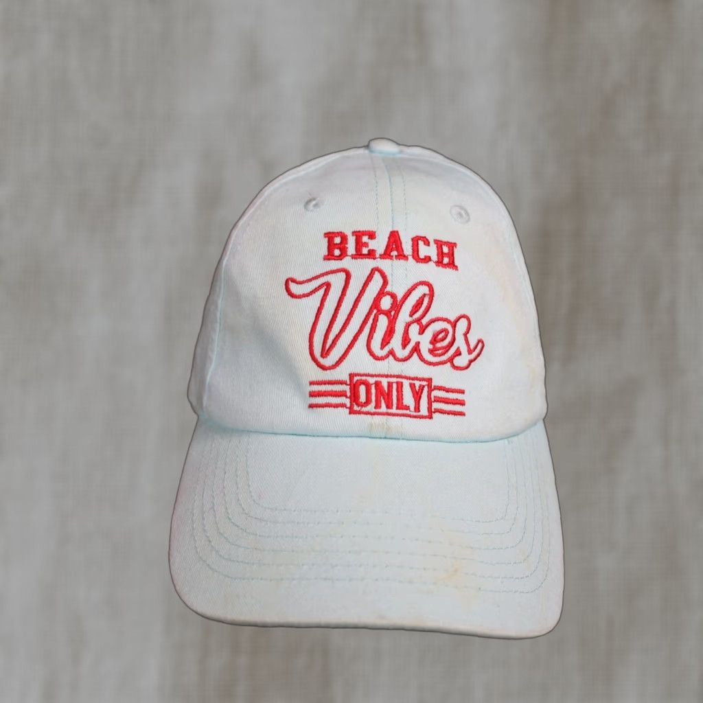 Vintage Beach Cap Womens Adjustable Lightweight Embroidered Baseball Cap Light Blue Red Embroider Size ONE SIZE - 1 Thumbnail
