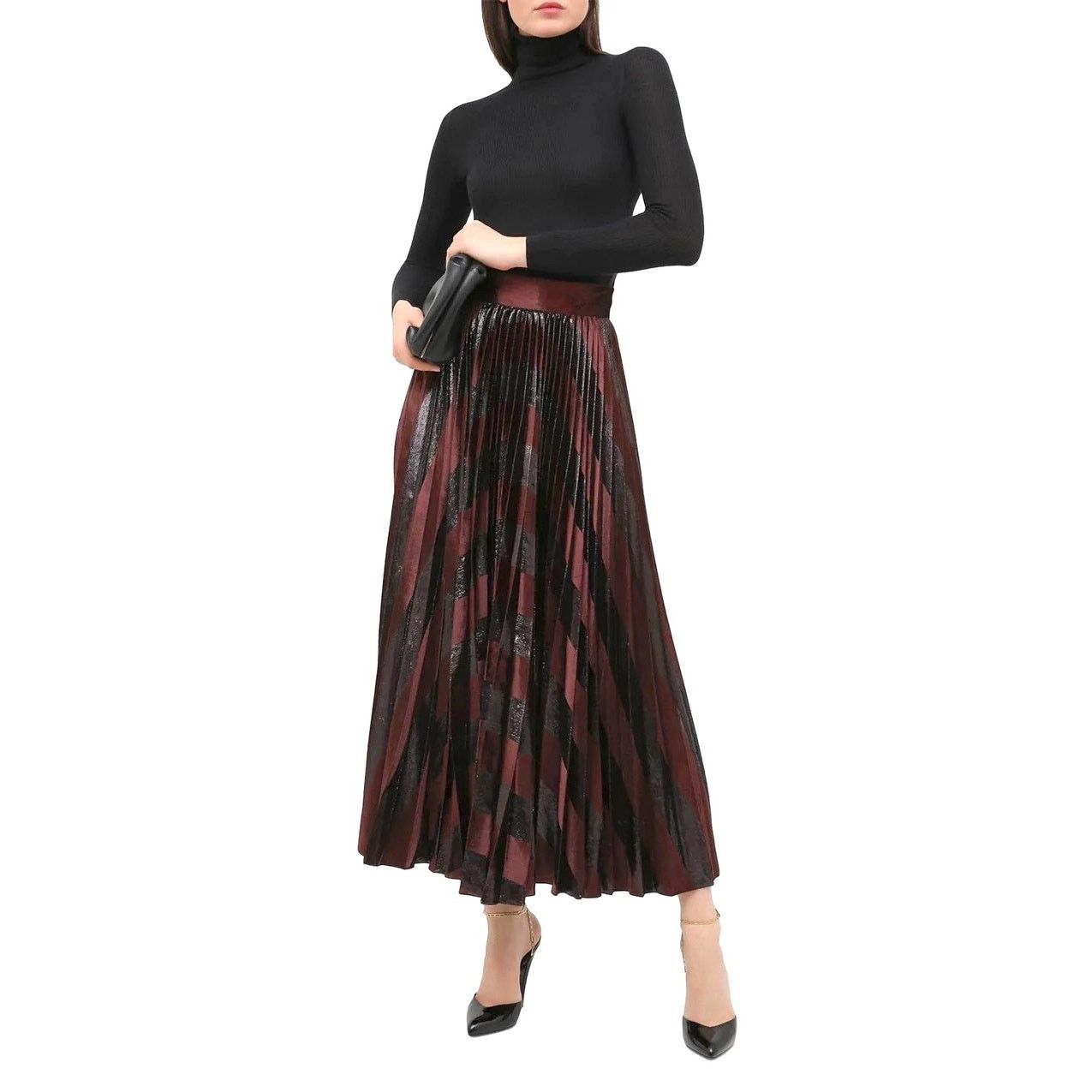 Dolce & Gabbana Dolce & Gabbana Brown Metallic Velvet Pleated Long Skirt 36 Size 25" / US 0 / IT 36 - 2 Thumbnail