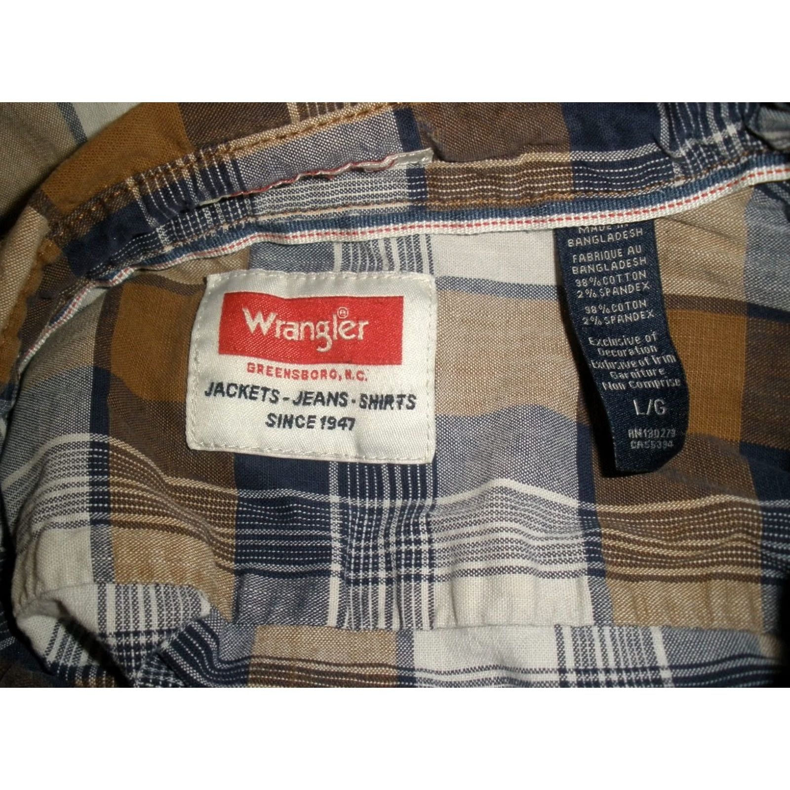 Wrangler Wrangler Shirt Button-Up Long Sleeve Plaid Multicolor Cotton Blend Casual Workwear Shirt Mens L Regular Size US L / EU 52-54 / 3 - 4 Thumbnail