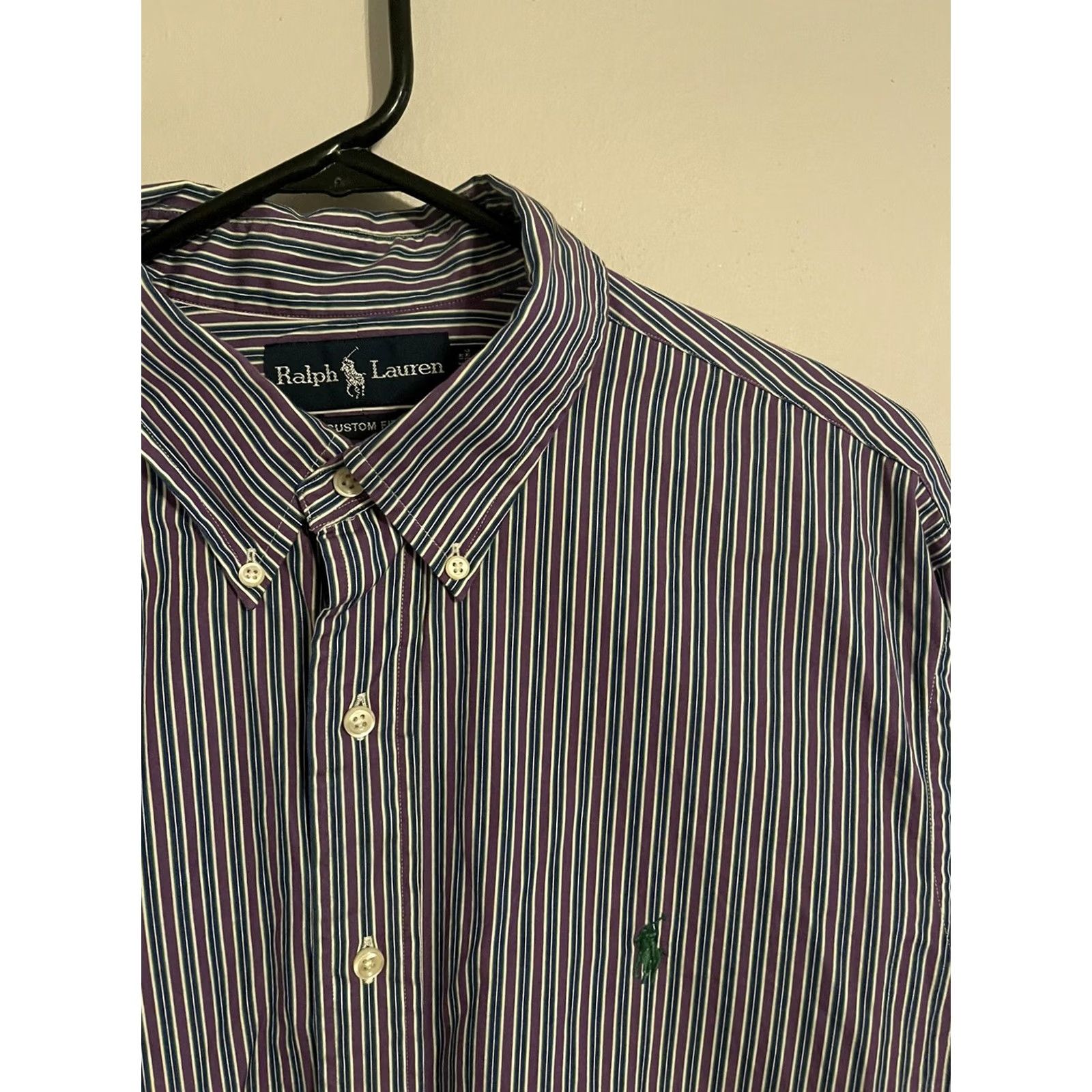 Polo Ralph Lauren Polo Ralph Lauren Custom Fit Shirt XL Purple Striped Casual Button Up Men's 17 Size US XL / EU 56 / 4 - 2 Thumbnail
