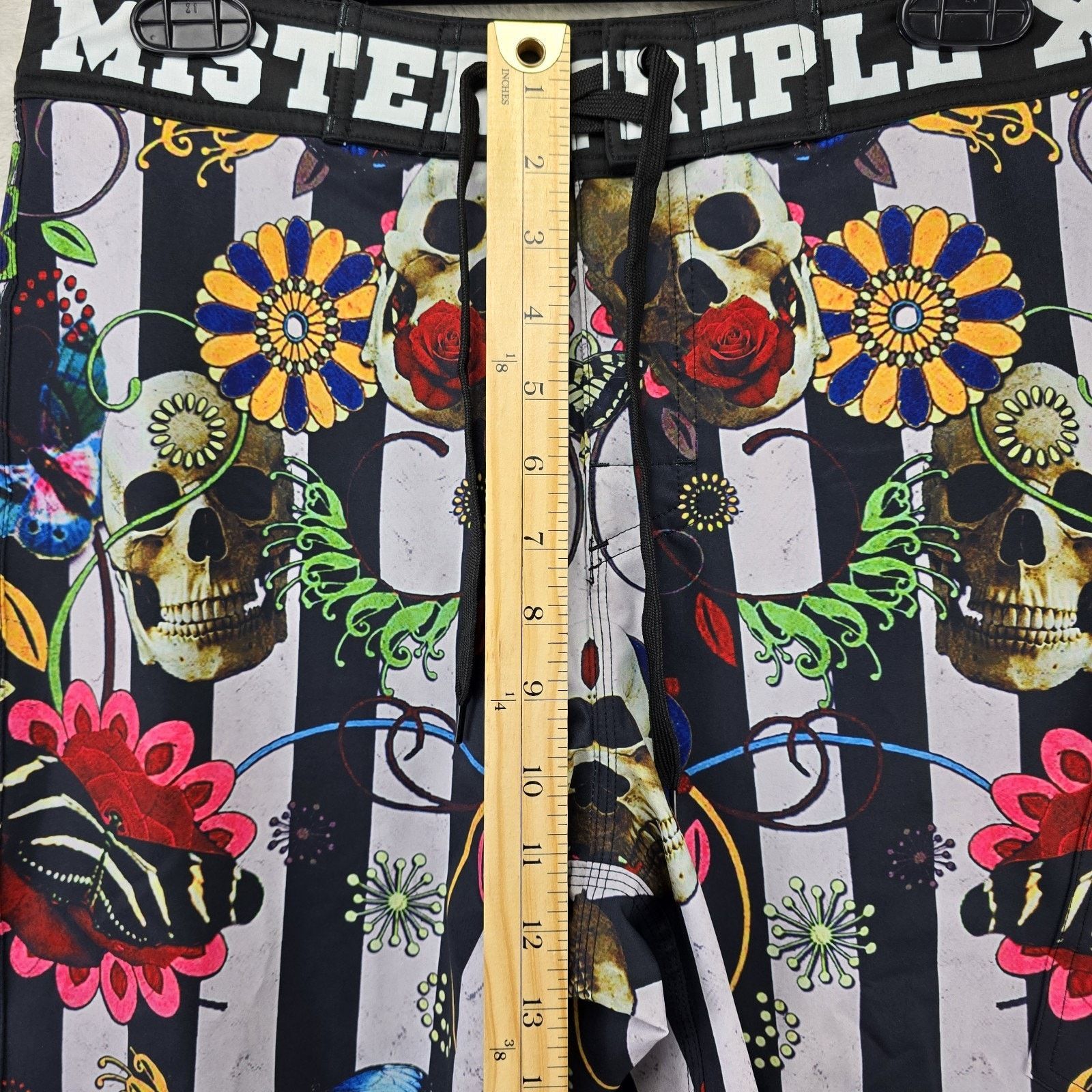 Other Mister Triple X Swim Shorts Small Skull Flowers Striped Size US 30 / EU 46 - 8 Thumbnail