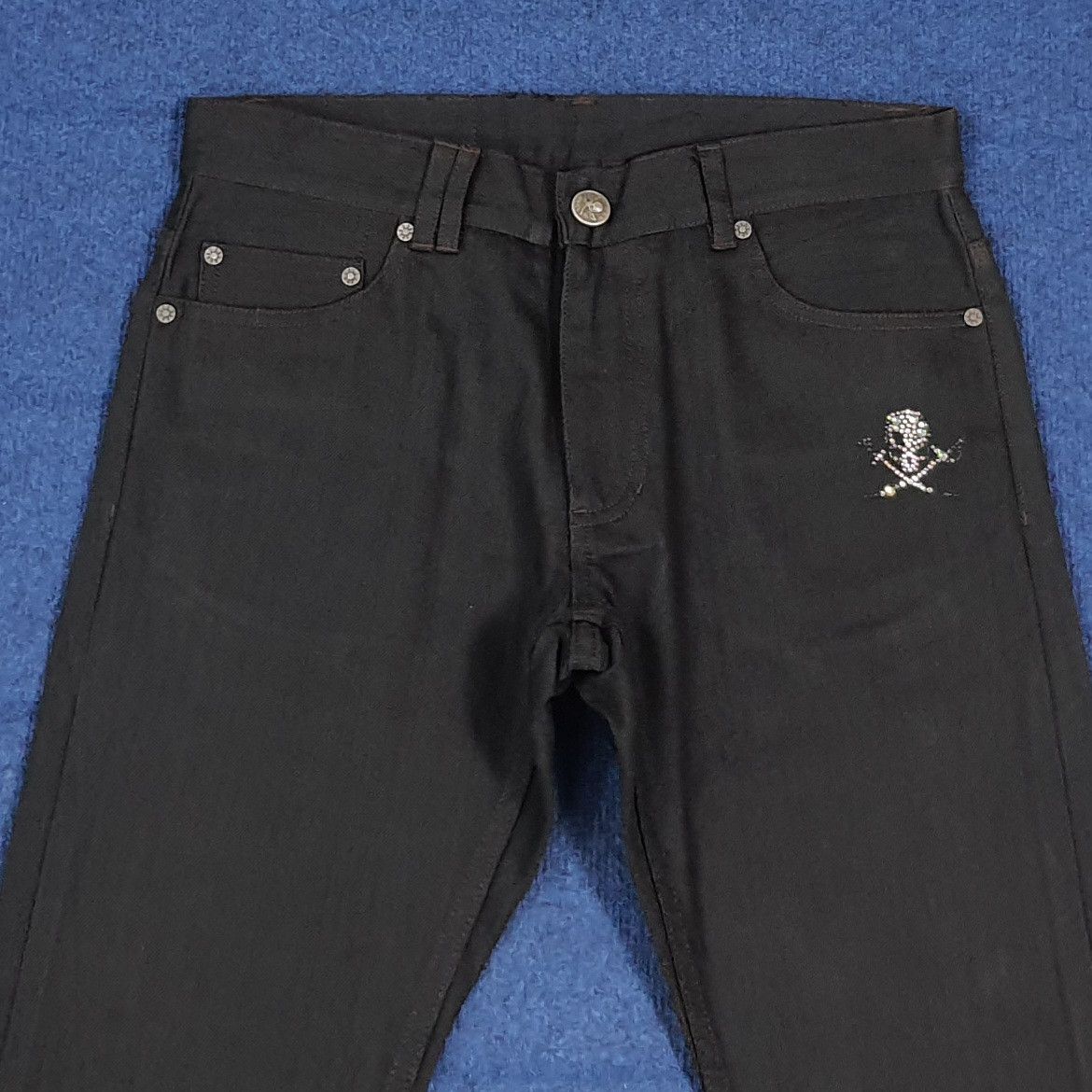 Japanese Brand Vintage Abordage Japan Skull Gothic Selvedge Pants C280N6 Size US 31 - 2 Thumbnail