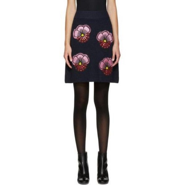 Kenzo Kenzo Tanami Embroidered Appliqué 100% Wool Skirt size S Size 28" / US 6 / IT 42 - 1 Thumbnail
