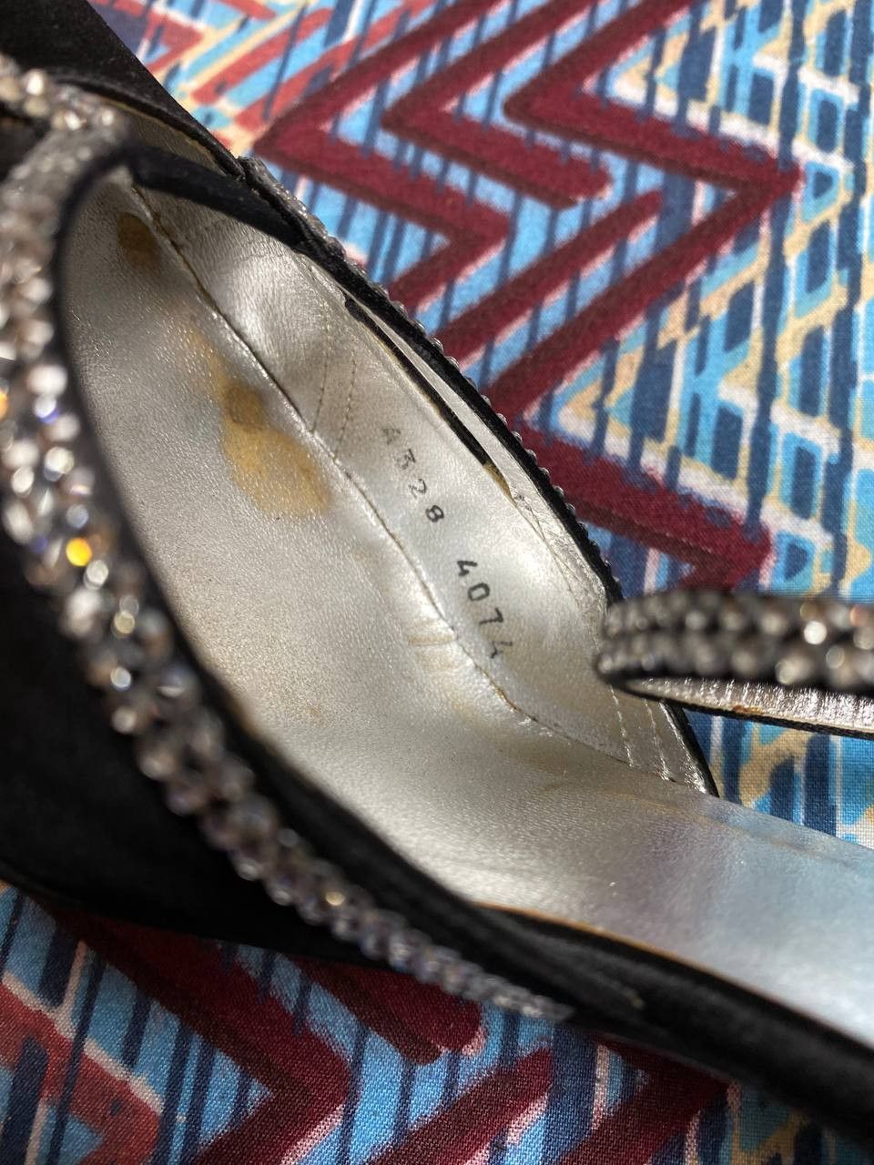 Dolce & Gabbana D&G Velvet Crystal Slingback Heels Vintage shoes chic Size US 7 / IT 37 - 7 Thumbnail