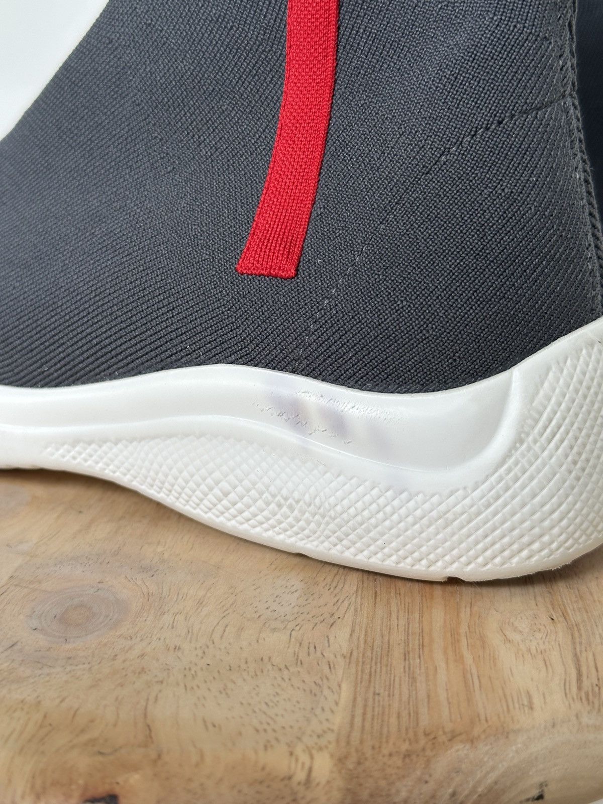 Designer × Prada Prada sock sneakers grey logo spellout Size US 5 / IT 35 - 7 Thumbnail