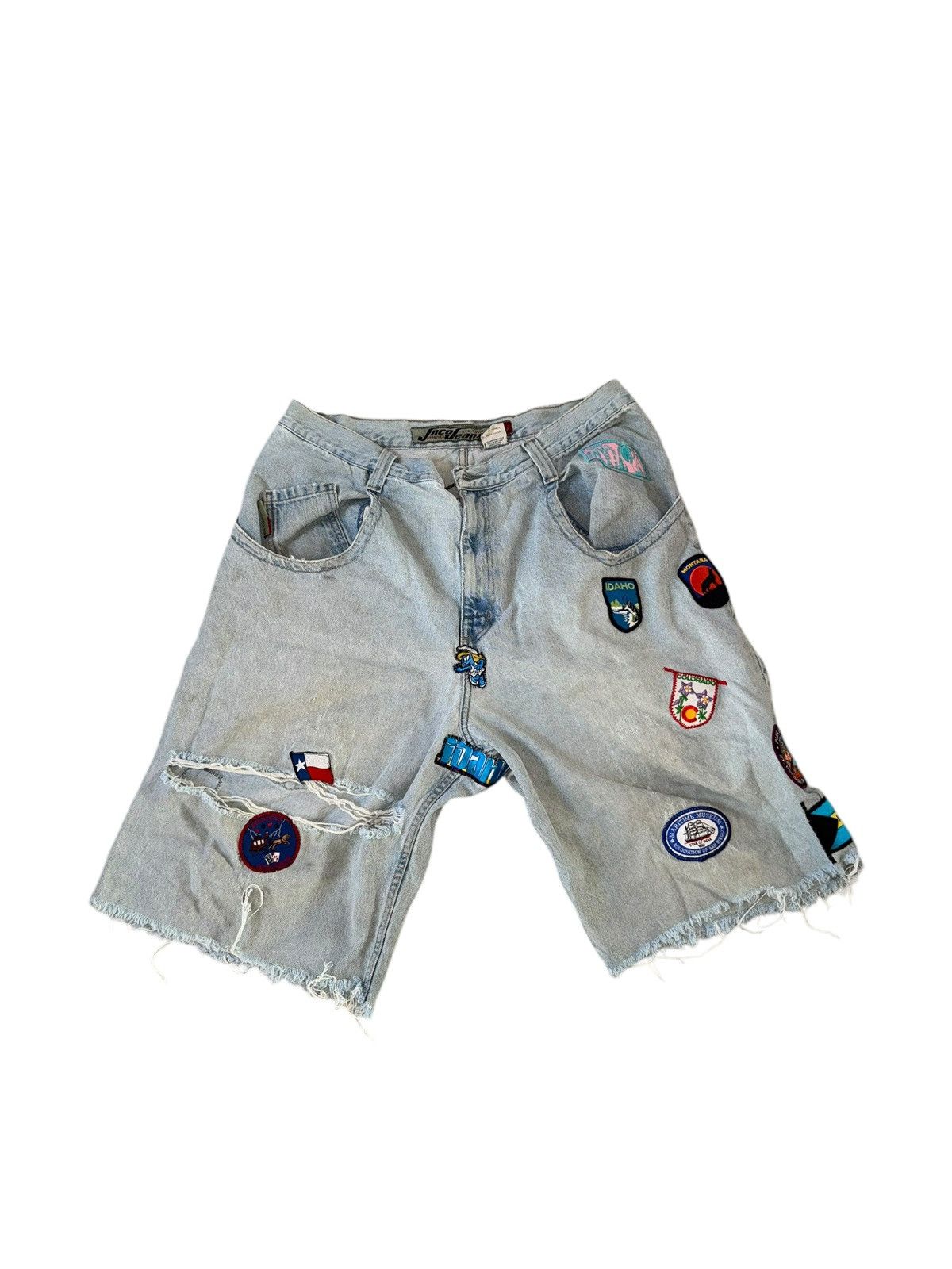 JNCO VTG 90s JNCO JEANS Shorts CRAZY PATCHWORK DISTRESSED BAGGY Size US 40 / EU 56 - 16 Thumbnail