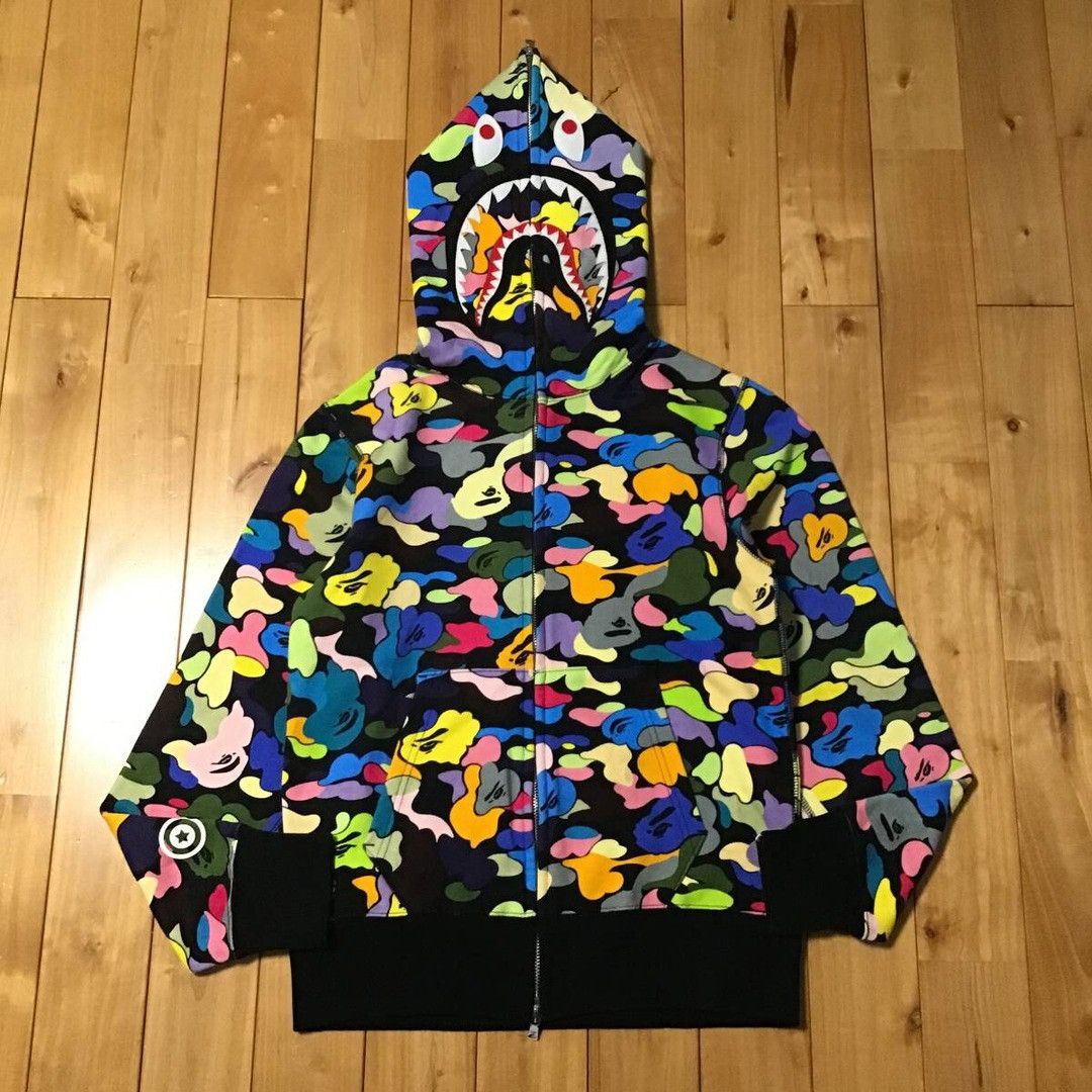 Bape BAPE Multi camo WGM shark full zip hoodie a bathing ape Size US S / EU 44-46 / 1 - 1 Thumbnail