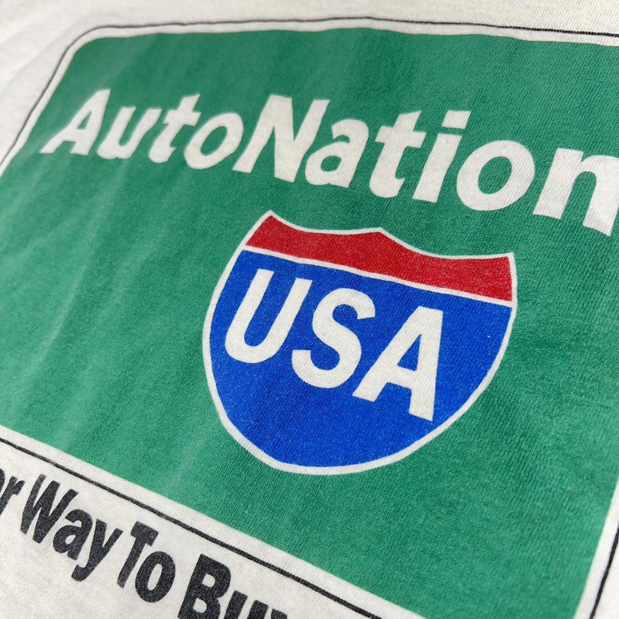 Fruit Of The Loom × Vintage VTG Auto Nation Tee Shirt White Single Stitch Heavy Cars Size US L / EU 52-54 / 3 - 12 Thumbnail