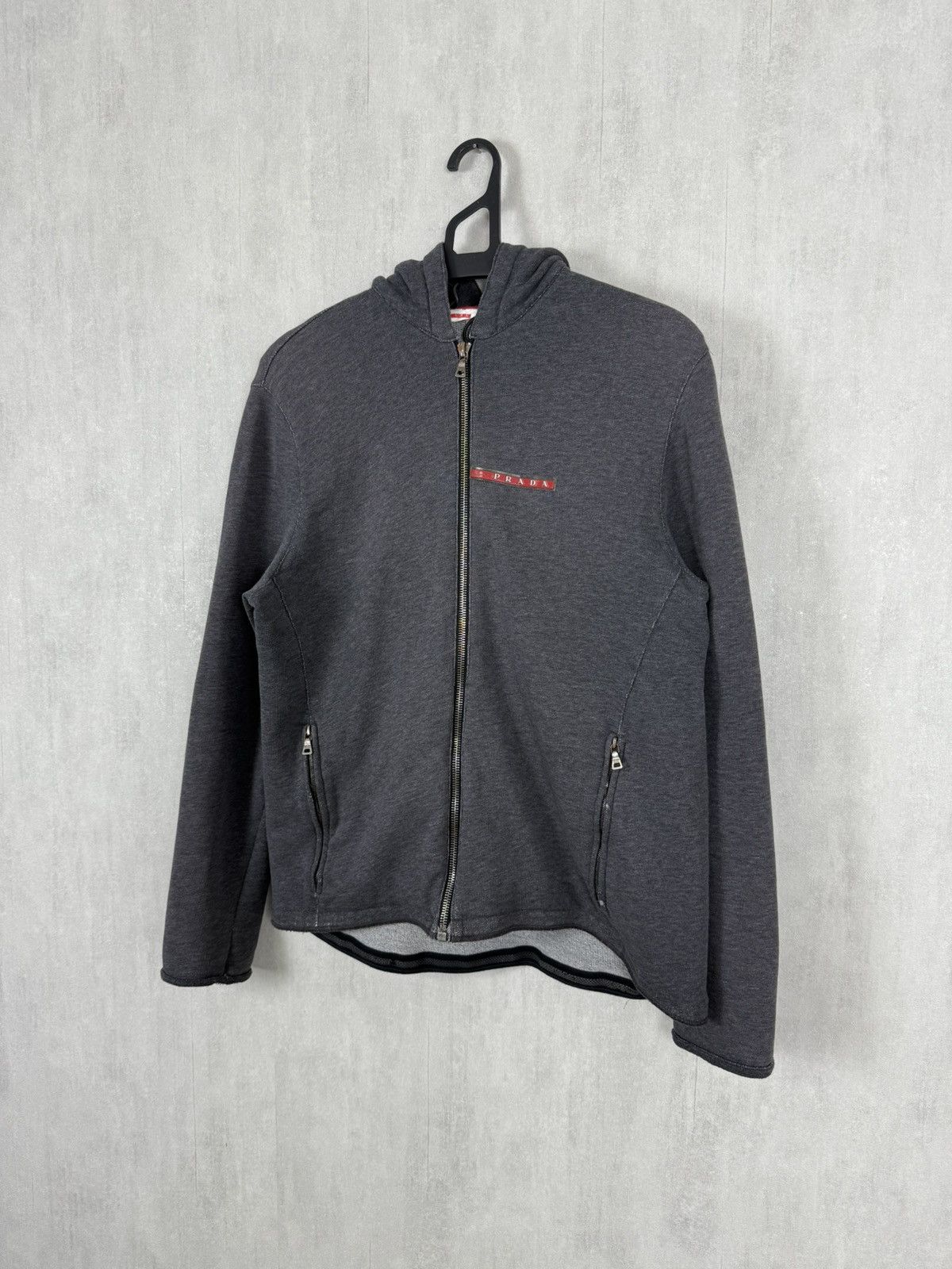 Prada Vintage 90s Prada Sport Red Tab Women’s Zip Up Hoodie Size M / US 6-8 / IT 42-44 - 2 Thumbnail