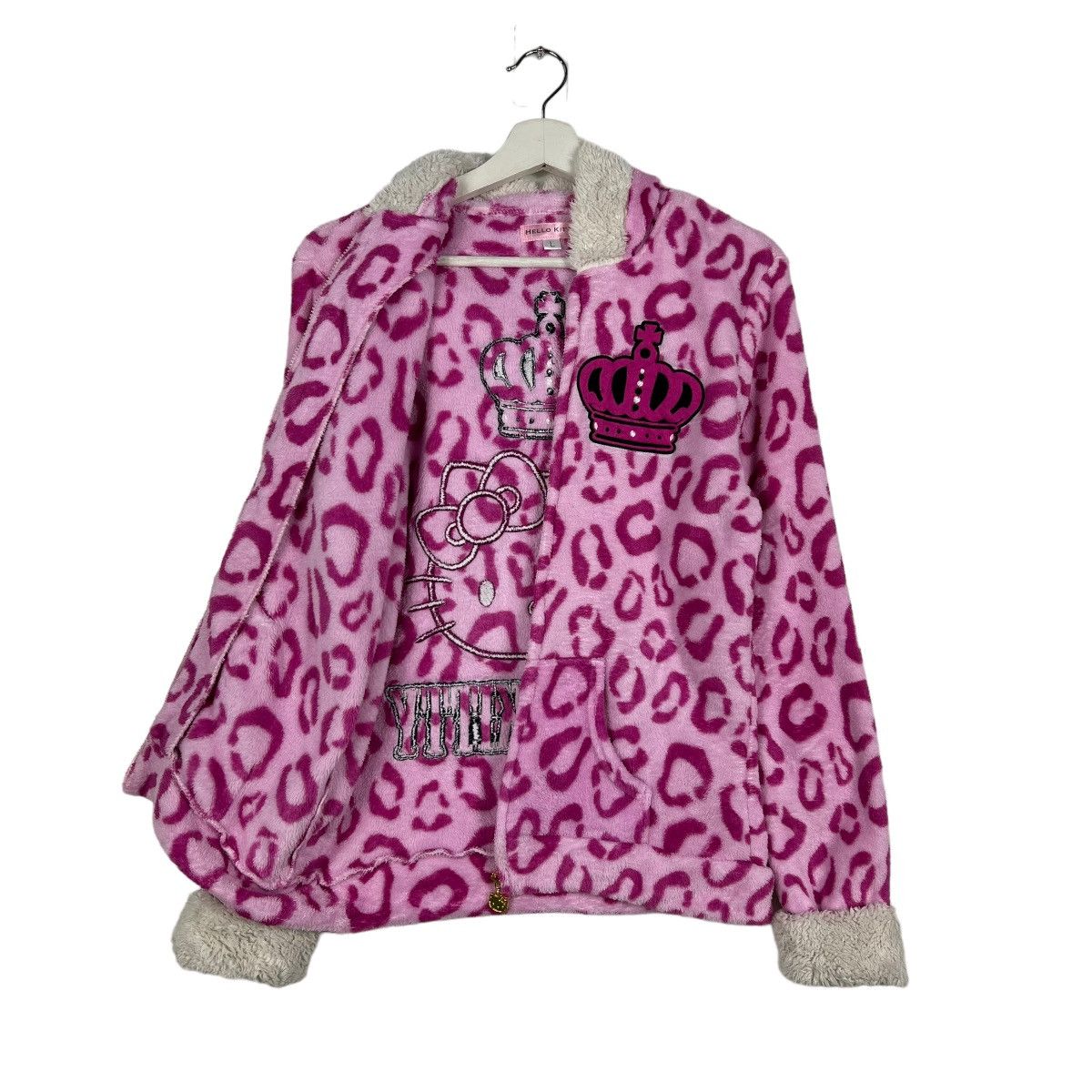Japanese Brand 🔥 VINTAGE HELLO KITTY FAUX FUR FLEECE HOODIE Size L / US 10 / IT 46 - 9 Thumbnail