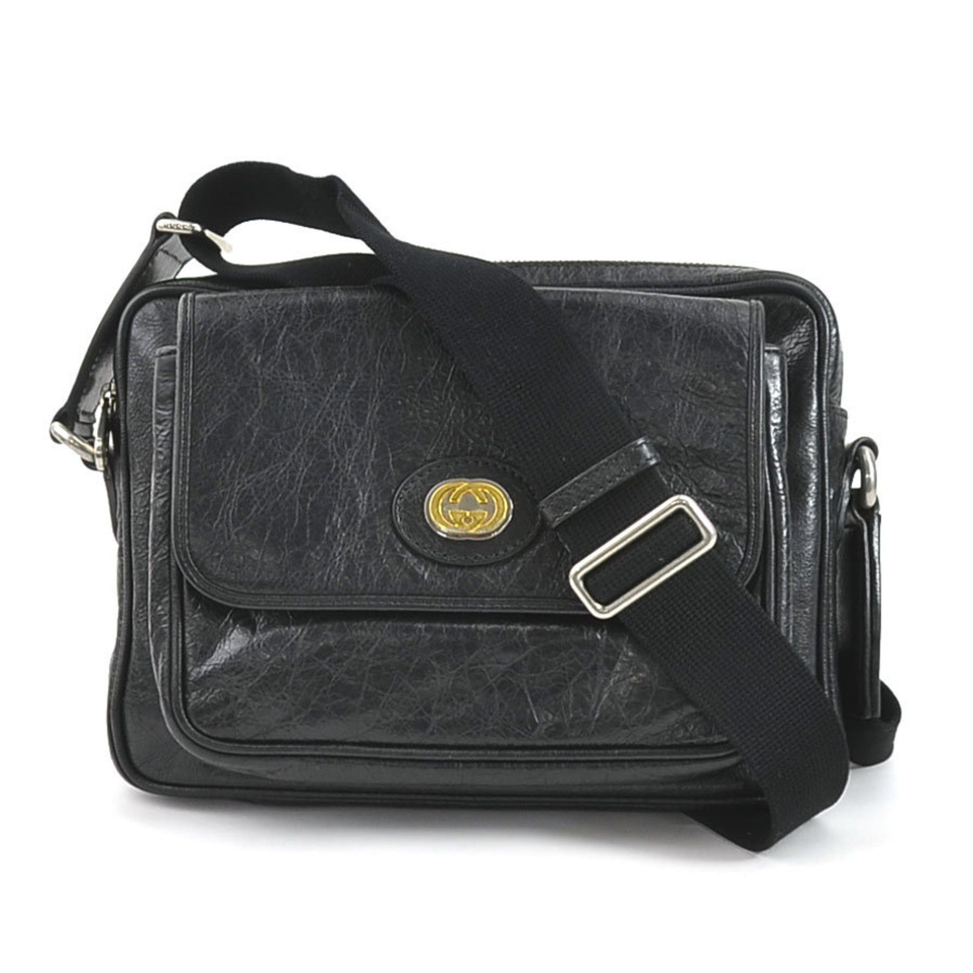 image of Gucci Crossbody Shoulder Bag Leather/canvas Black Unisex 574760, Women's