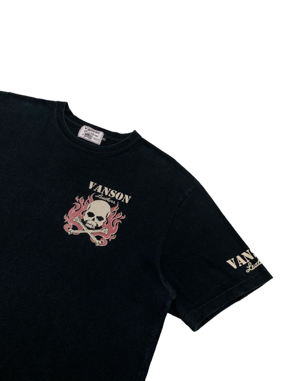 Japanese Brand × Vanson Leathers Vanson Leather Crossbones Flames Street & Track Tshirt Size US L / EU 52-54 / 3 - 3 Thumbnail