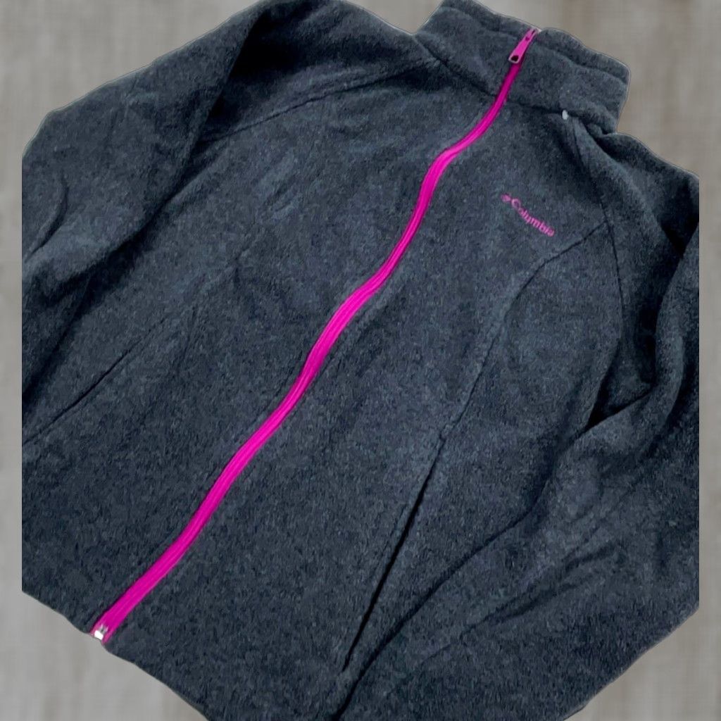 Pinko Columbia Jacket Women Small Gray Pink Fleece Benton Springs Full Zip A63 VINTAGE HEART? Size S / US 4 / IT 40 - 1 Thumbnail