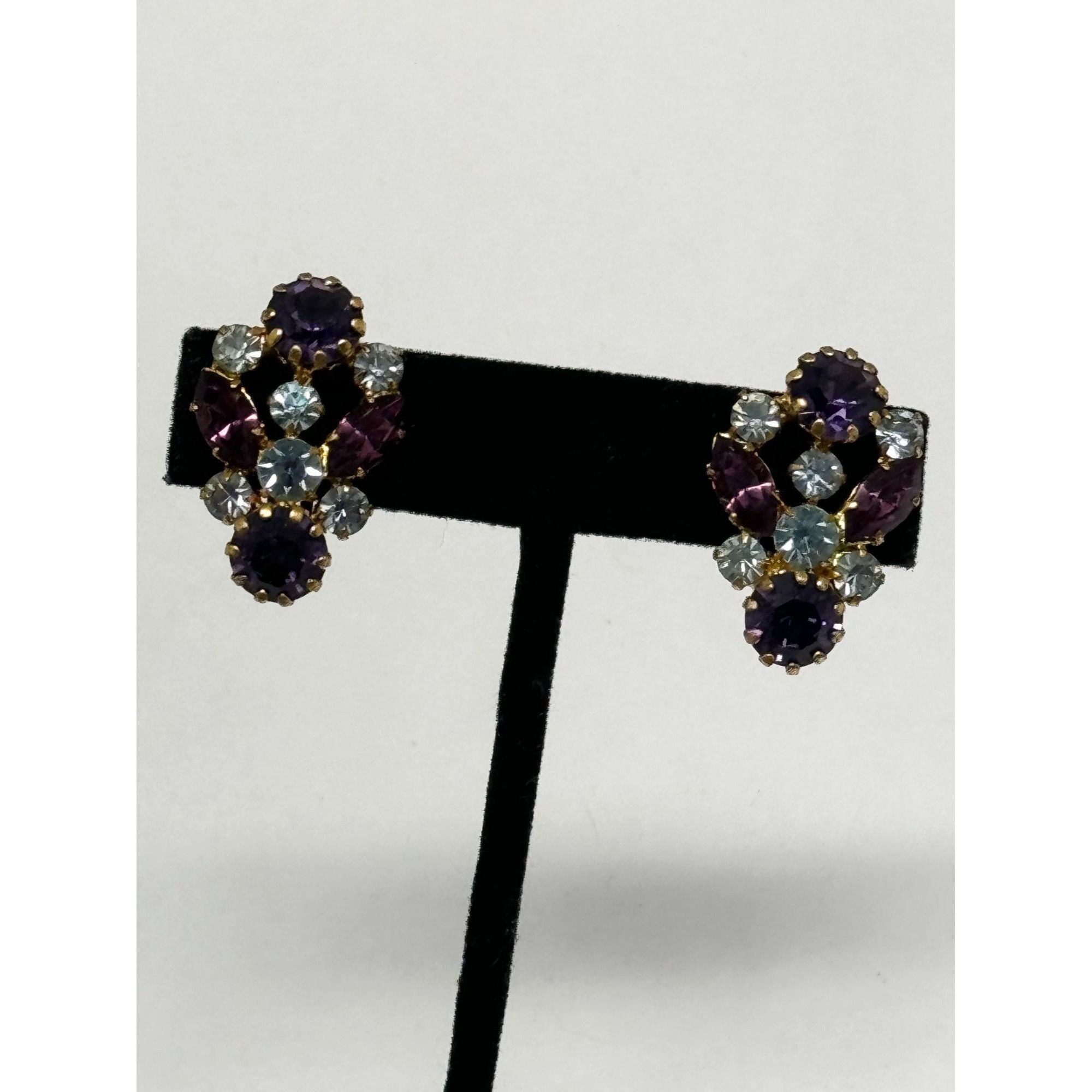 Vintage Vintage Austria Purple Rhinestone Earrings Size ONE SIZE - 2 Thumbnail