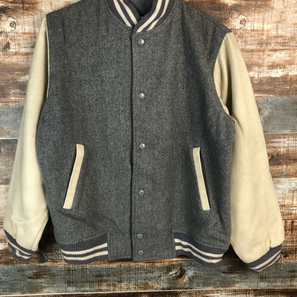 Japanese Brand Ueno Iryo Inc made in japan Grey Varsity Jacket #A1299 Size US M / EU 48-50 / 2 - 6 Thumbnail