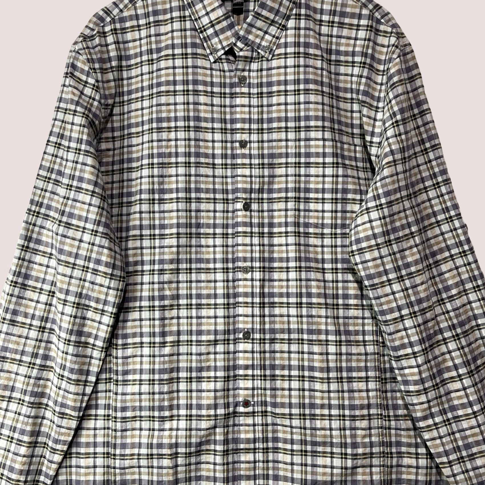 John Varvatos John Varvatos Shirt Mens 2XL XXL Purple Button Down Checked Long Sleeve Pocket Size US XXL / EU 58 / 5 - 1 Thumbnail