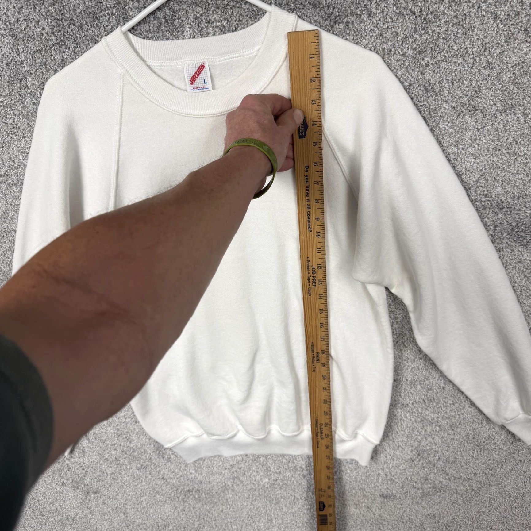 Jerzees VINTAGE Jerzees Sweatshirt Men L White Fleece Crewneck Athletic Pullover USA 90s White Solid Mens Large Long Sleeve Crew Neck Size US L / EU 52-54 / 3 - 2 Thumbnail