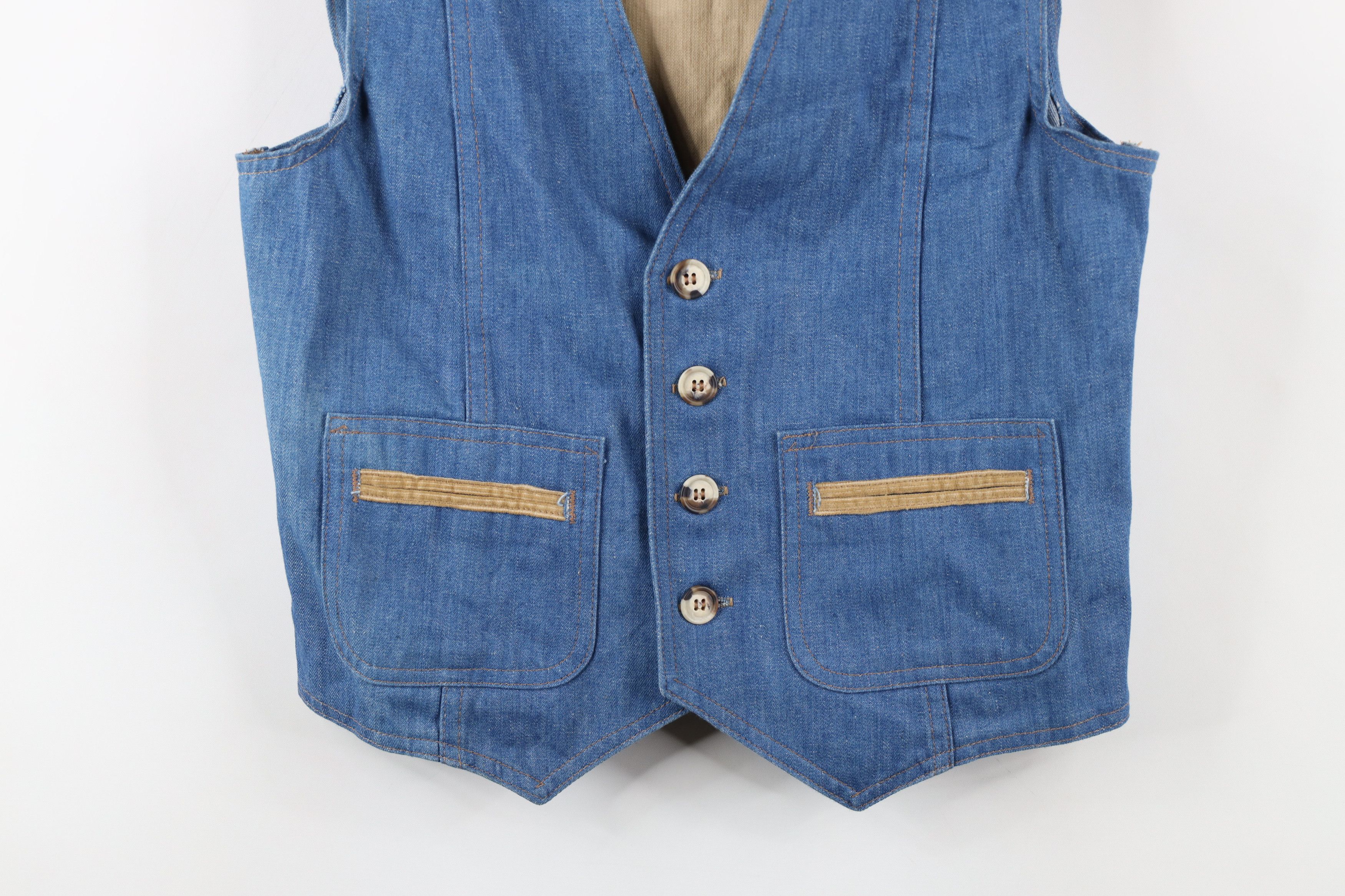 Vintage Vintage 70s Streetwear Corduroy Jean Vest Jacket Blue USA Size US XS / EU 42 / 0 - 3 Thumbnail