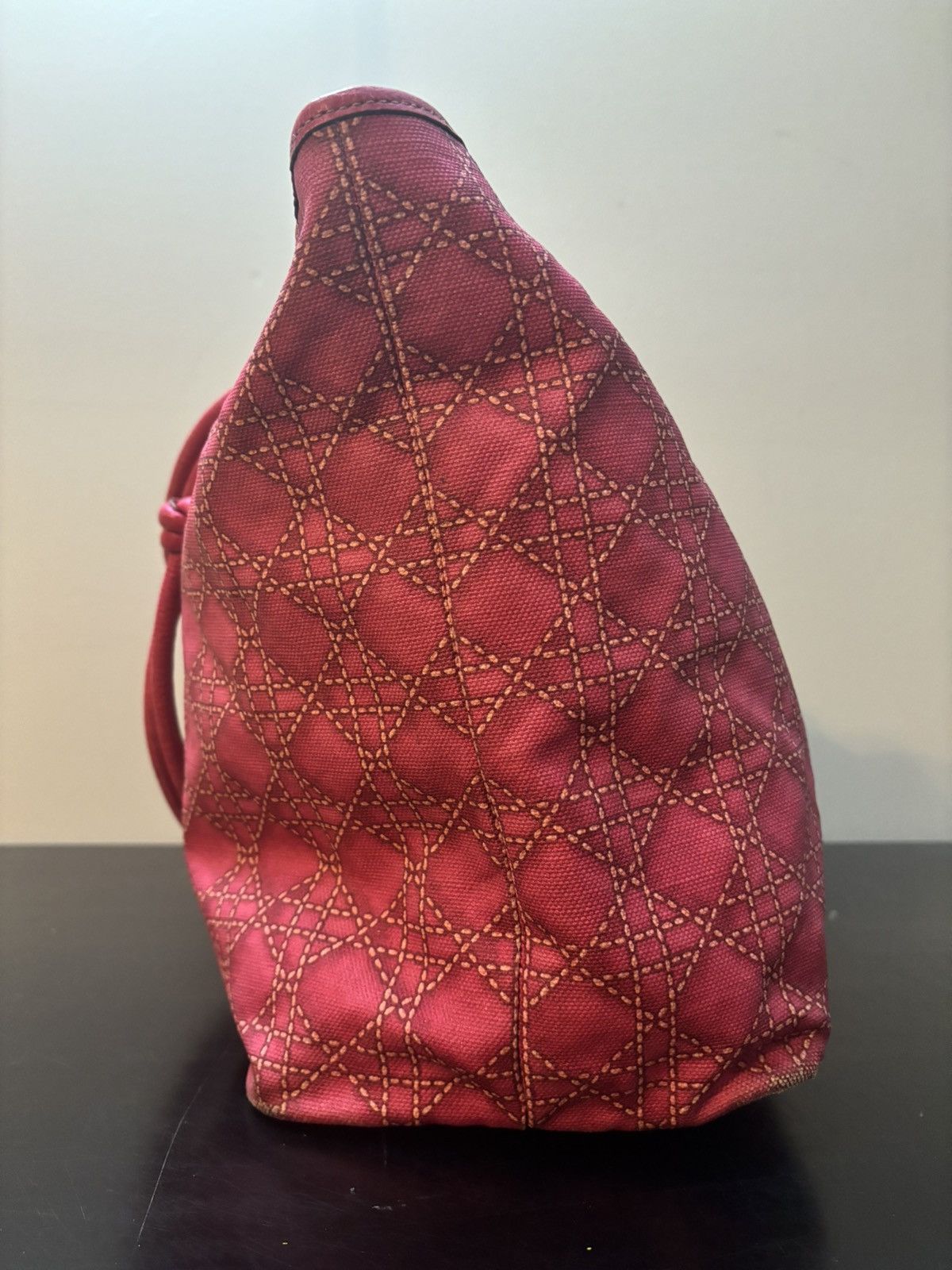 Christian Dior Lady Dior Cannage Print Canvas Tote Bag Pink
