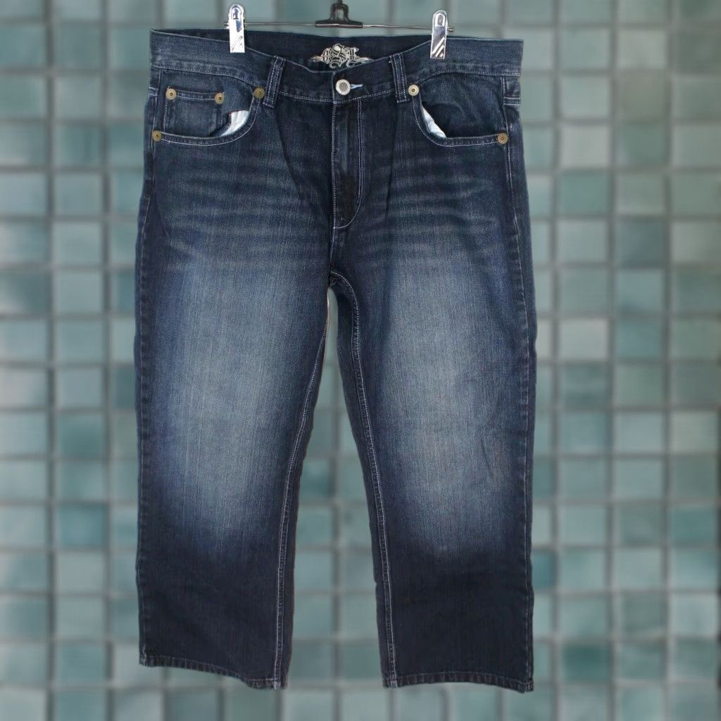 Denime GST Denim Jeans Men's Size 40 Blue Rivet Stud Flap Back Pockets 40X30 Jeans Mens Size 40 Blue Denim Studded Back Pockets GST Regular Bootcut 40X30 Size US 40 / EU 56 - 1 Thumbnail