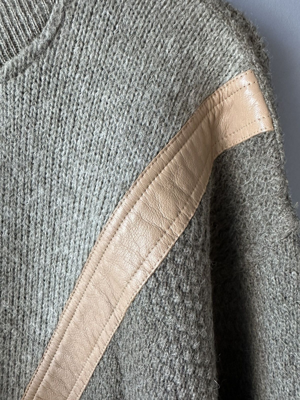 Vintage Vintage Wool Mohair Alpaca Leather Sweater Italian Jumper Size US XXL / EU 58 / 5 - 5 Thumbnail