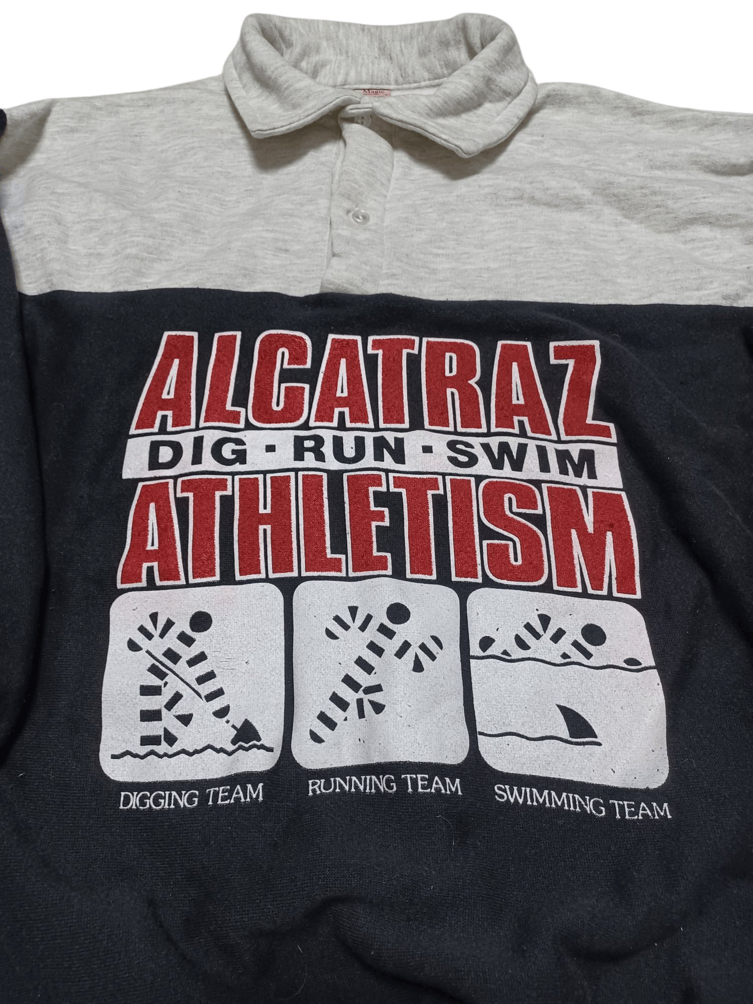 Vintage ALCATRAZ ATHLETISM HUMOR VINTAGE MADE IN USA FIRE 1/4 SWTSRT Size US L / EU 52-54 / 3 - 2 Thumbnail