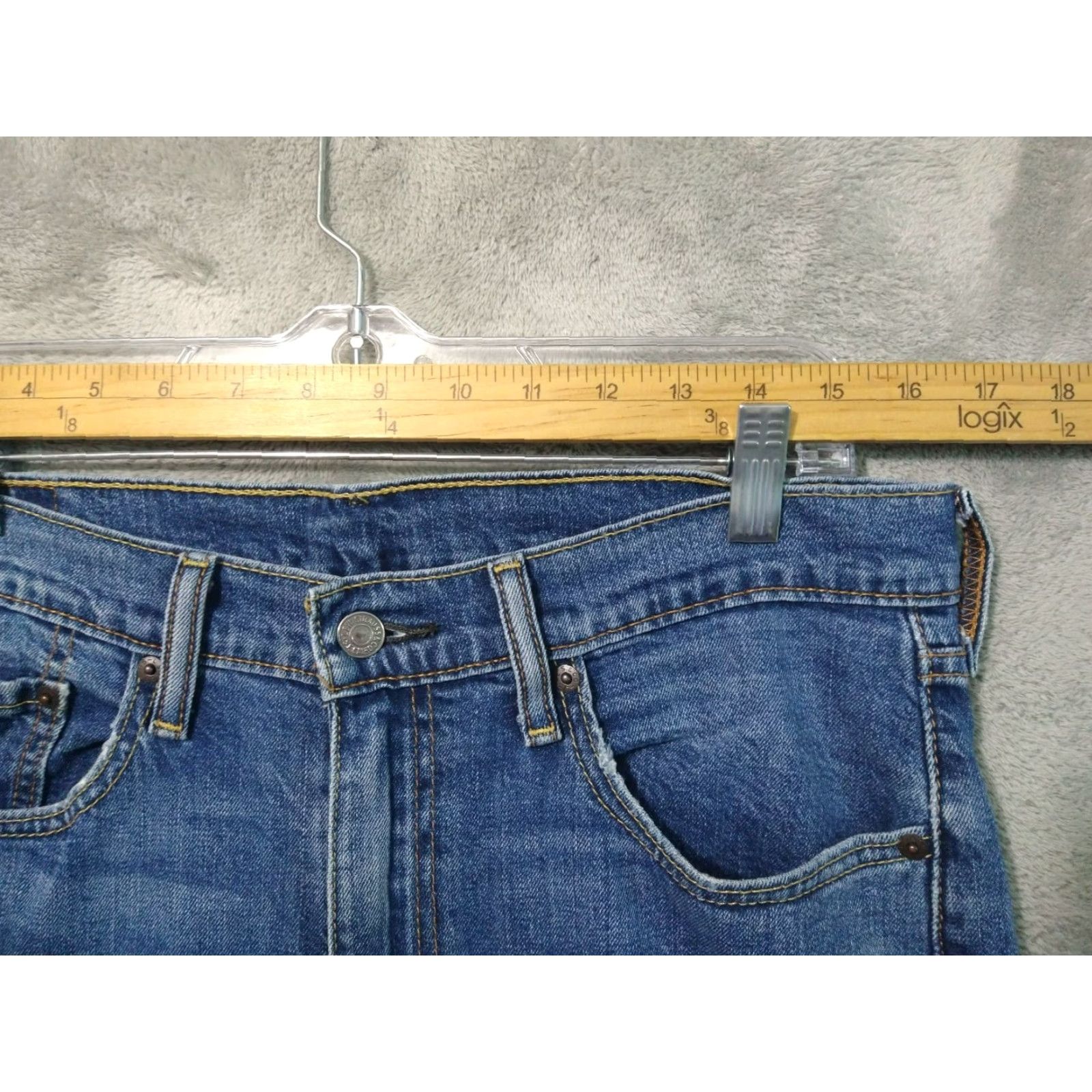Levi's Levi's 514 Jeans Slim Medium Rise Blue Denim 32x32 5-Pocket Stretch Button Zip Mens Regular Straight Size US 32 / EU 48 - 3 Thumbnail