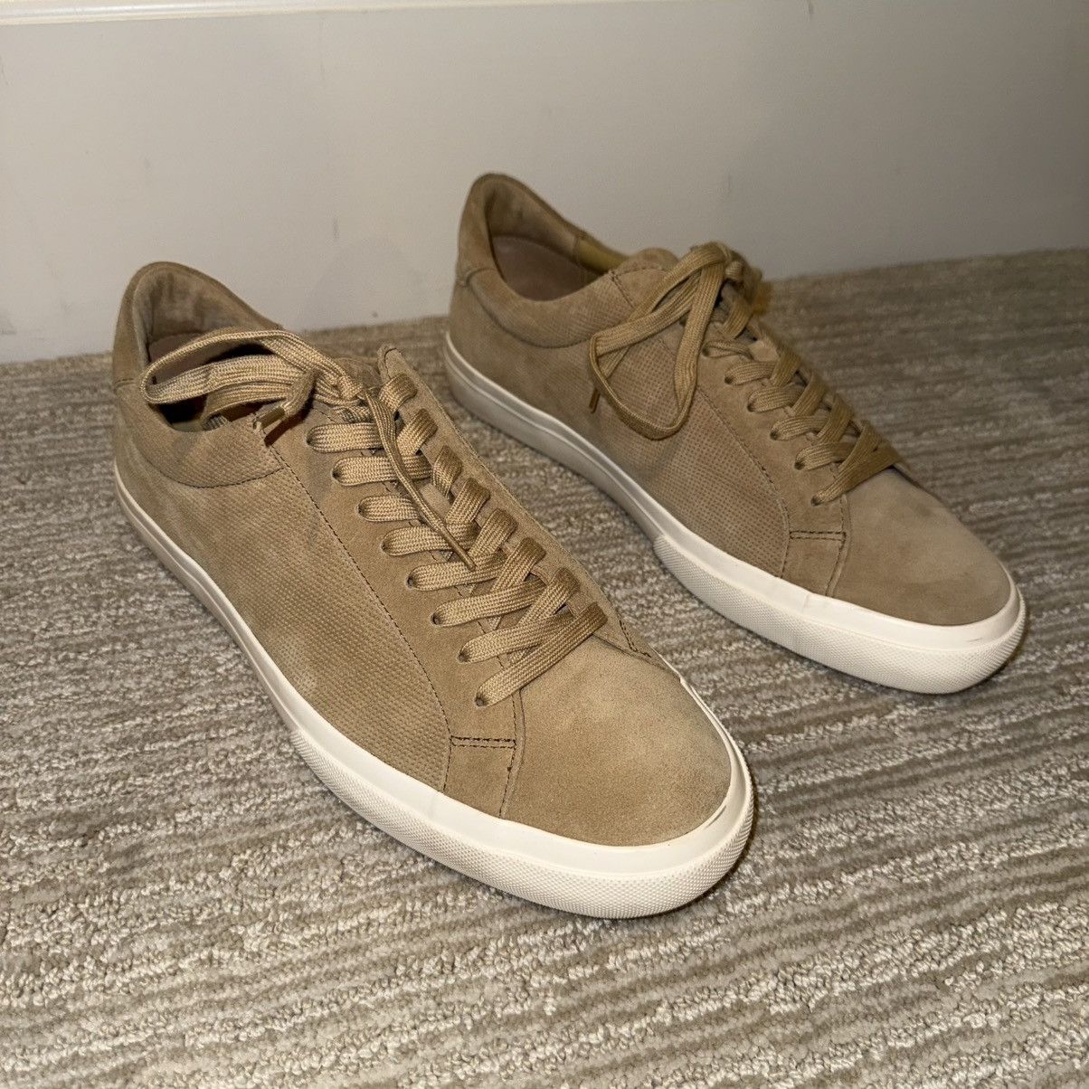 Vince VINCE Men’s Fulton Suede Beige Perforated Sneakers Size 10.5 Size US 10.5 / EU 43-44 - 1 Thumbnail