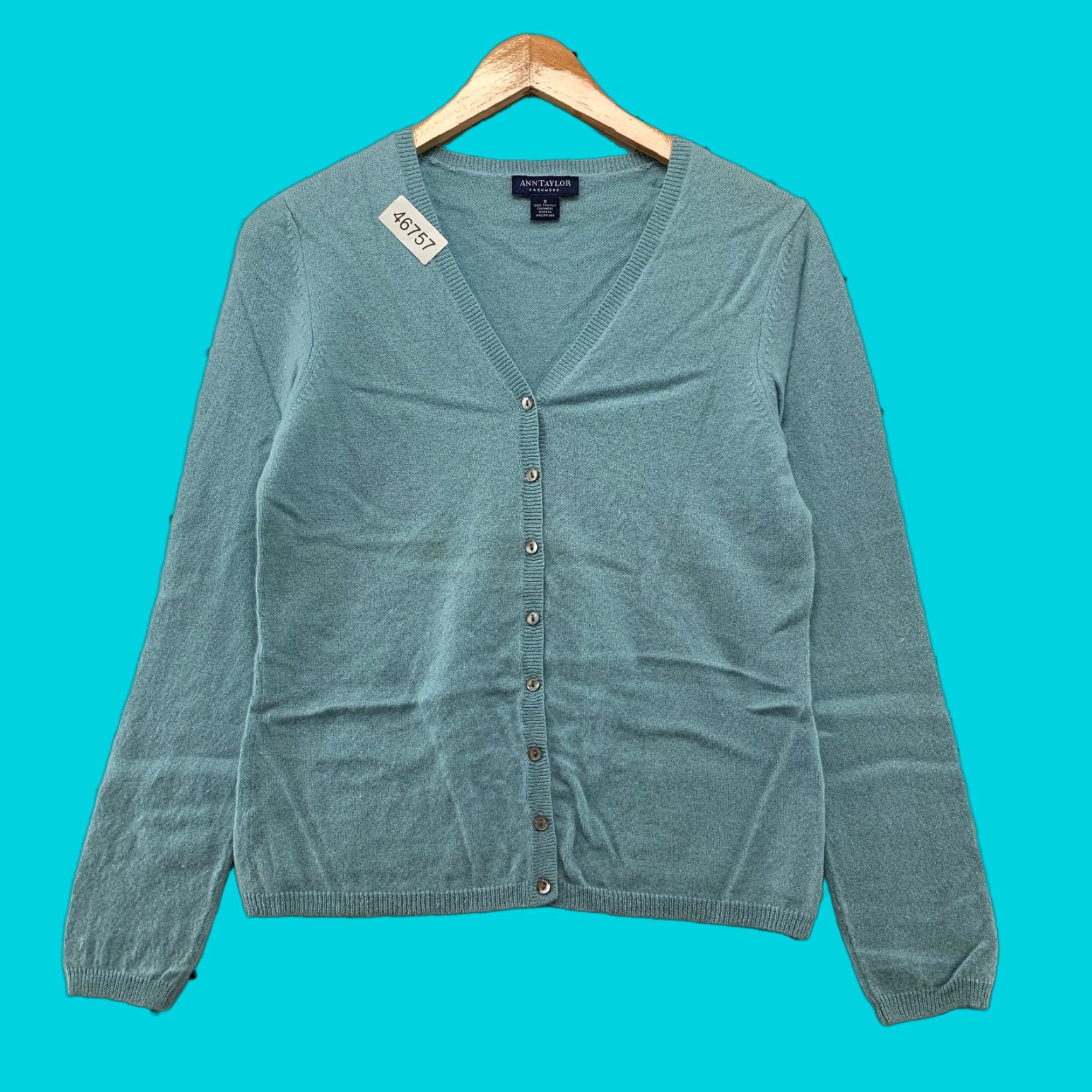 Ann Taylor Ann Taylor Cardigan Sweater Womens Small 100% Cashmere V-Neck Button Knit 2 Ply Blue Size S / US 4 / IT 40 - 1 Thumbnail