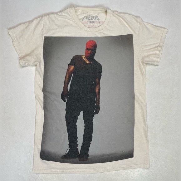 image of Kanye West Yeezus Tour 2013 Graphic T-Shirt Women Small in Cream