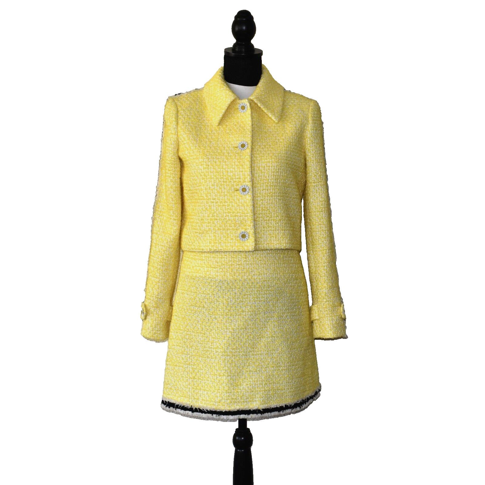 Alice + Olivia NWT ALICE + OLIVIA Yellow Tweed Daisy Blazer Dress 2 Pc Set Size S / US 4 / IT 40 - 1 Thumbnail