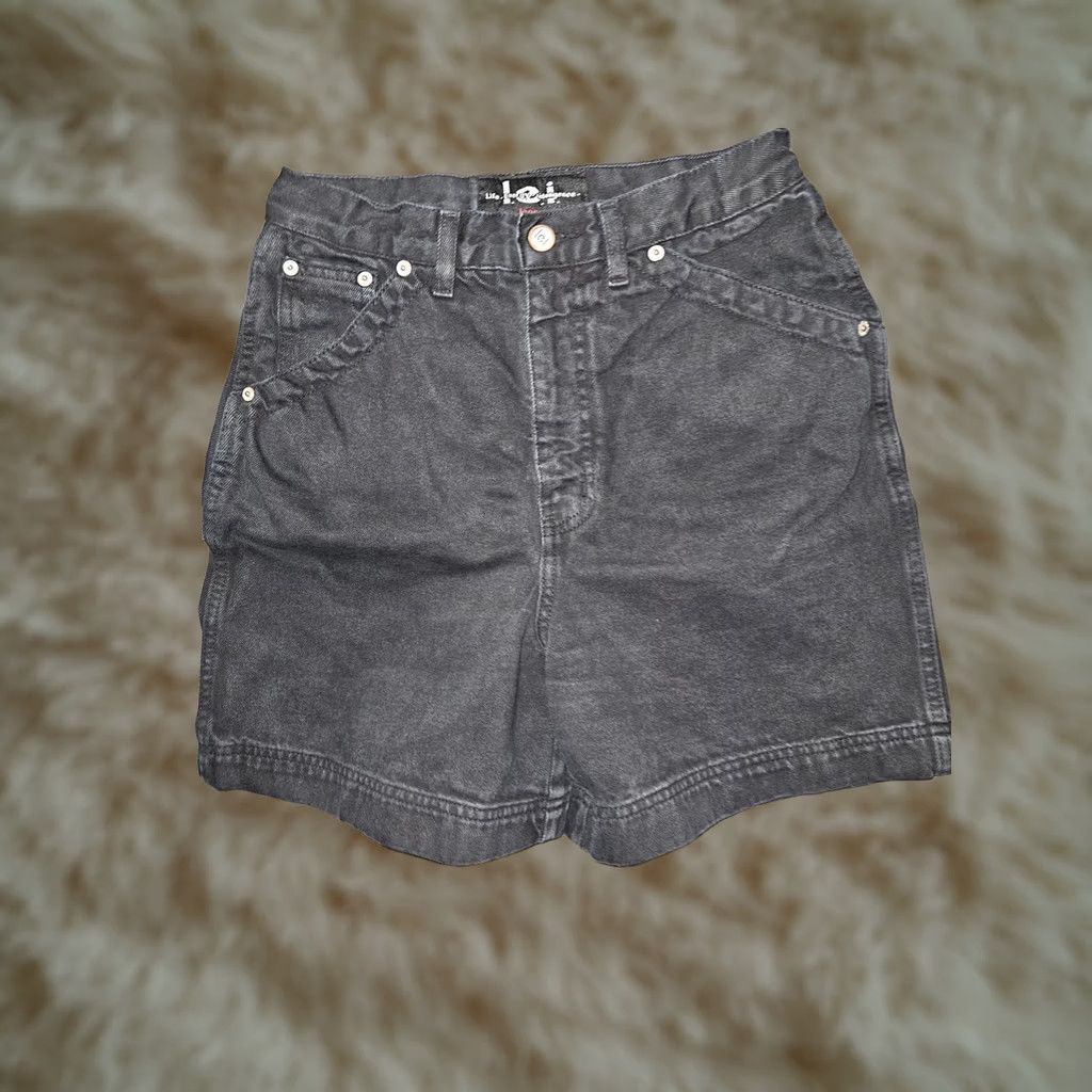 L.E.I. VINTAGE l.e.i. Shorts Womens 8 Black Denim High Rise Cinch Back 100% Cotton 733204J Mens Girls Womens Size 27" / US 4 / IT 40 - 1 Thumbnail