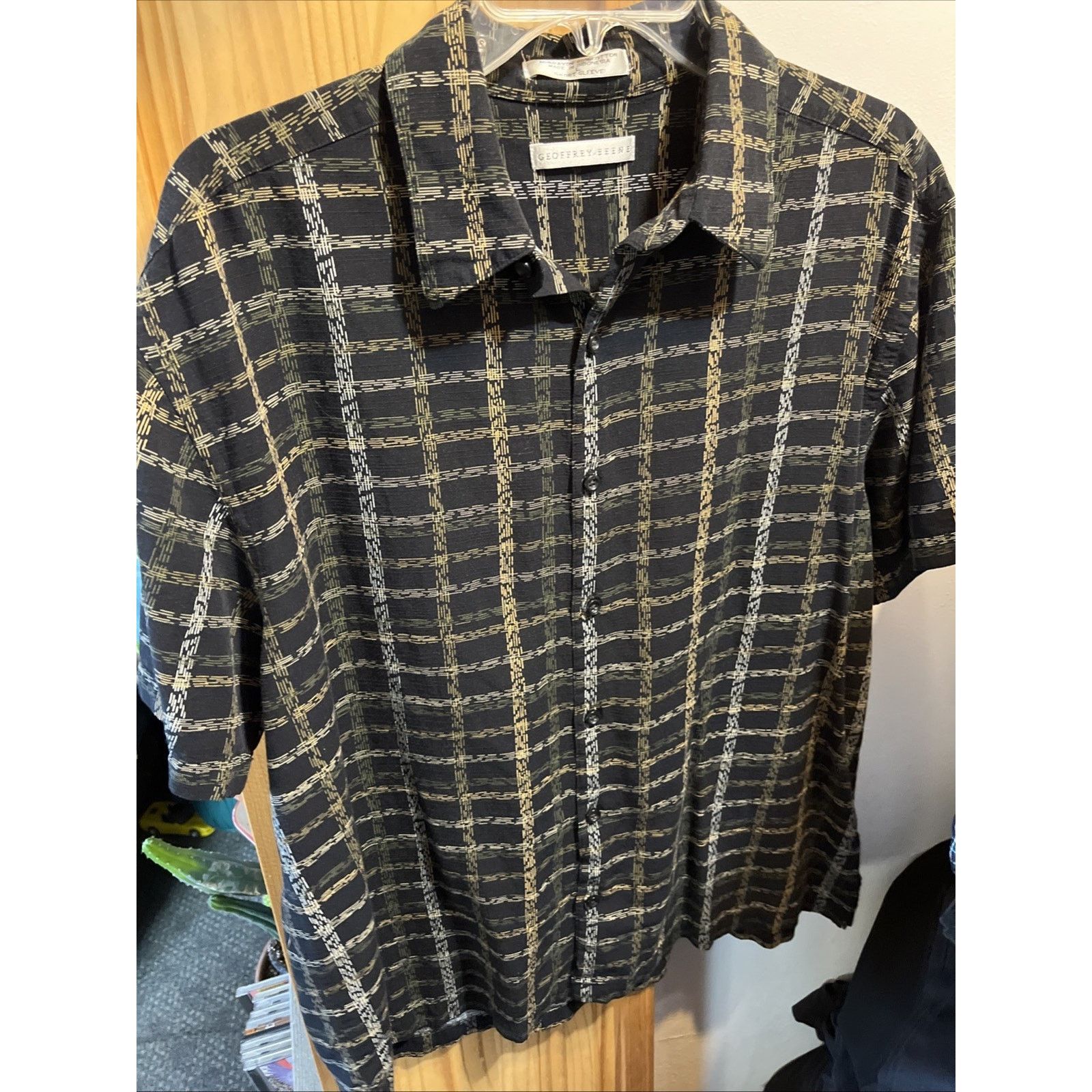 Geoffrey Beene Geoffrey Beene Shirt Mens L Black Geometric Hawaiian Shirt Size US L / EU 52-54 / 3 - 10 Thumbnail