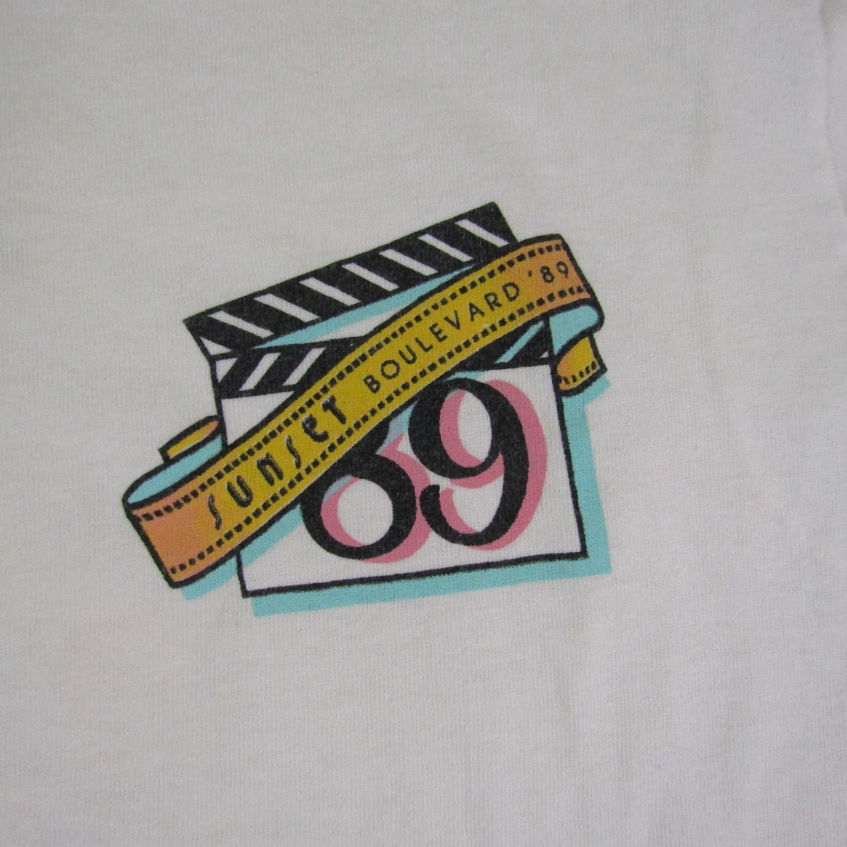 Fruit Of The Loom Vintage 80s Sunset Boulevard Shirt Men's Large White Graphic T-Shirt California Hollywood Cotton Size US L / EU 52-54 / 3 - 6 Thumbnail