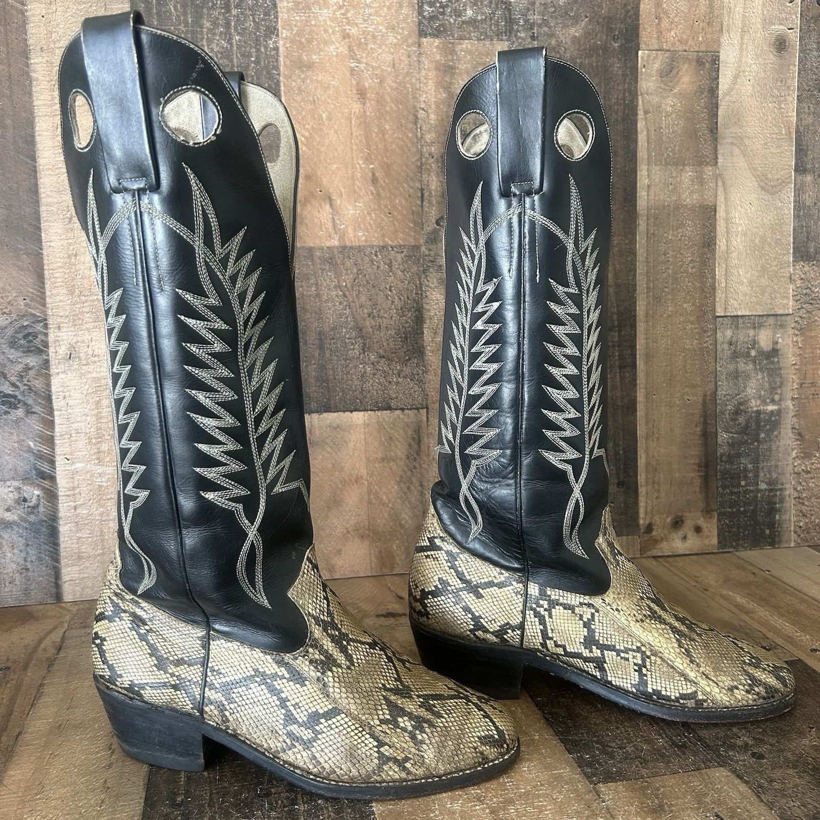 Vintage Custom Vtg Unbranded Snakeskin Cowboy Boots Mens 10 D Size US 10 / EU 43 - 11 Thumbnail