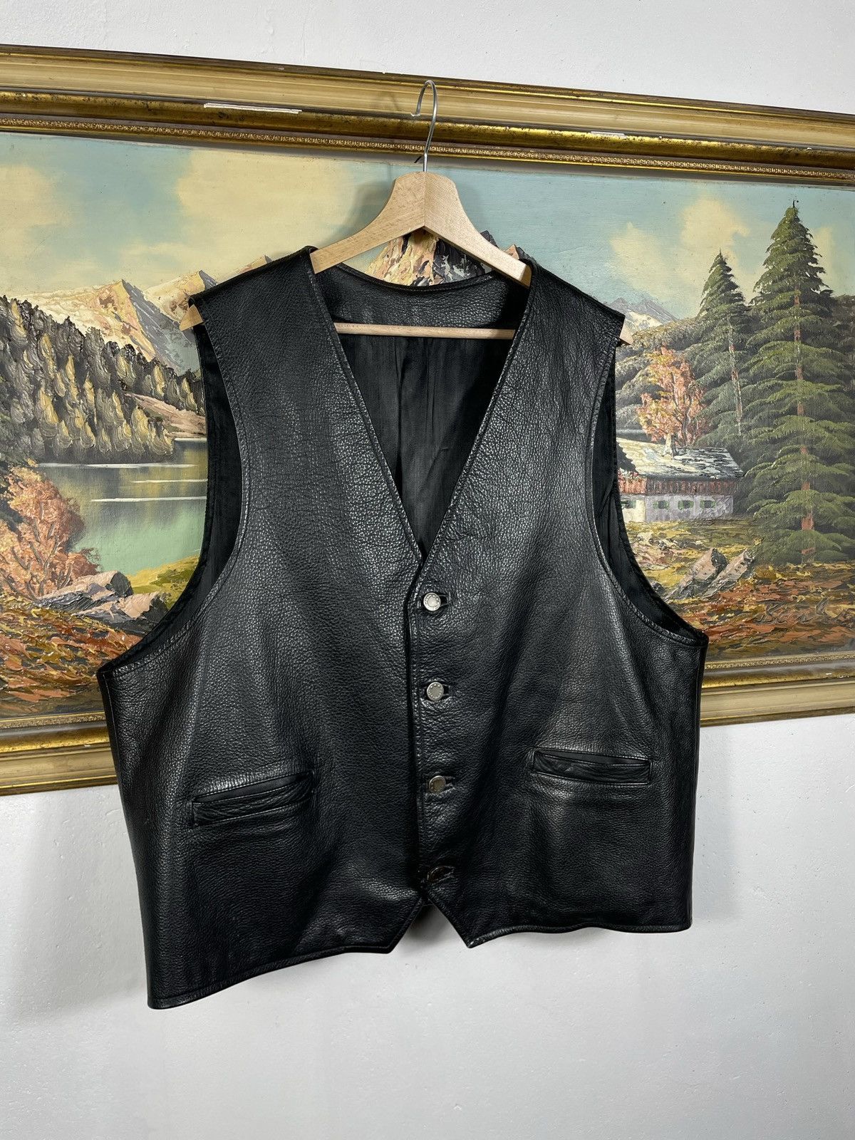 Japanese Brand × Vintage Vintage Y2k Real Leather Black Vest Jacket Punk Rock Motor Size US XL / EU 56 / 4 - 3 Thumbnail