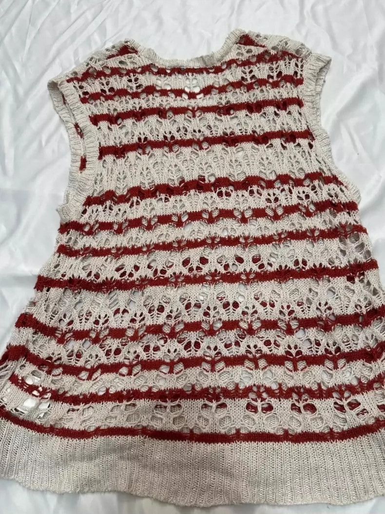 Our Legacy our legacy V-neck red and white striped sleeveless knitted Size US S / EU 44-46 / 1 - 4 Thumbnail