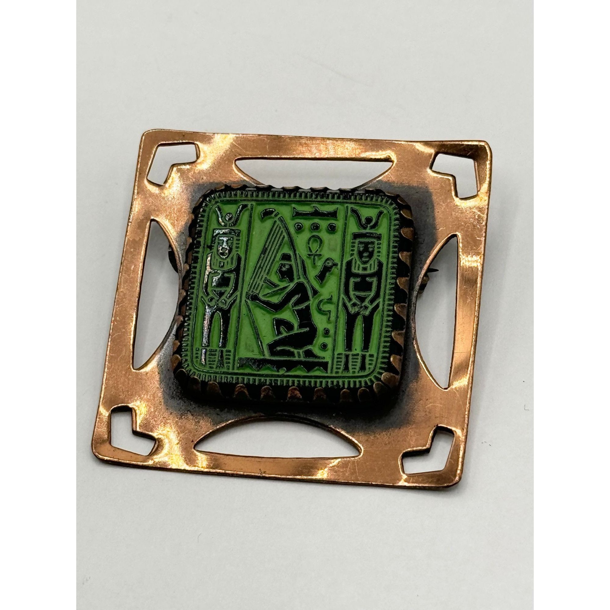 Vintage Vintage copper Egyptian revival glass brooch pin Size ONE SIZE - 3 Thumbnail