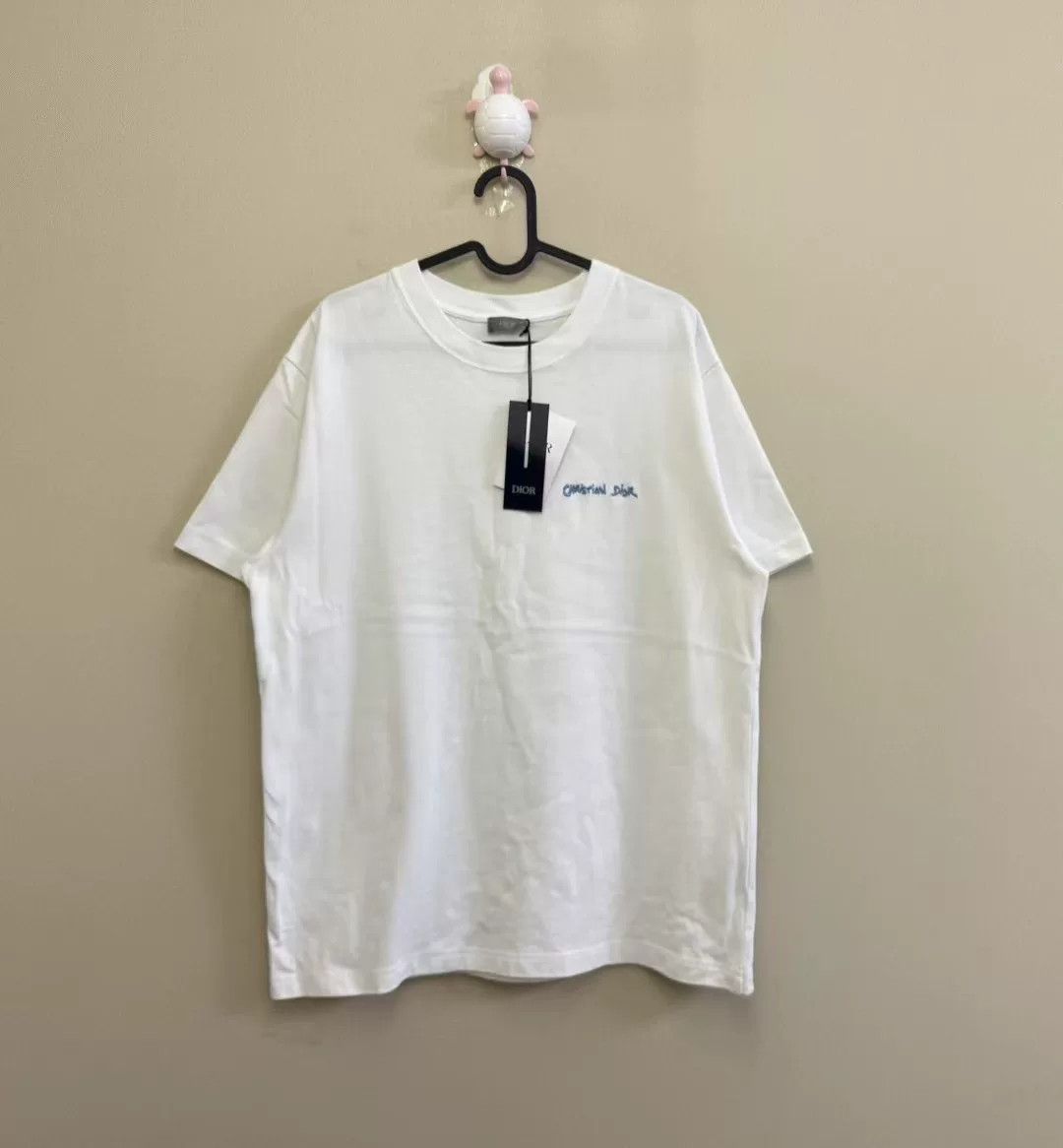 Dior DIOR White Embroidered Logo Short-Sleeve Size US L / EU 52-54 / 3 - 1 Thumbnail