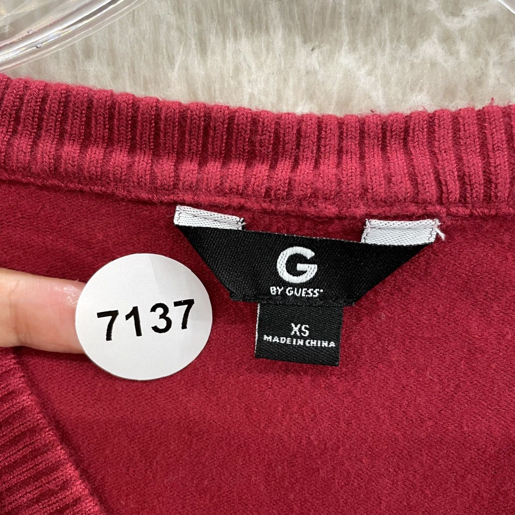 Guess VINTAGE Guess Top Xs Small Red Studded Logo Spellout Long Sleeve McBling Shirt Womens XS Size XS / US 0-2 / IT 36-38 - 7 Thumbnail