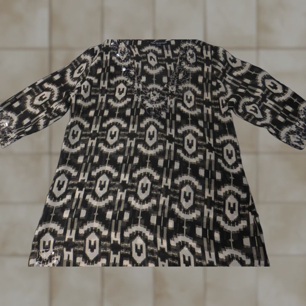 Vintage Mix Nouveau Blouse Womens M Brown Polyester Rayon Crew Neck Long Sleeve Casual Pullover Floral Butterfly Basic Stretch Casual Shirt Size M / US 6-8 / IT 42-44 - 1 Thumbnail